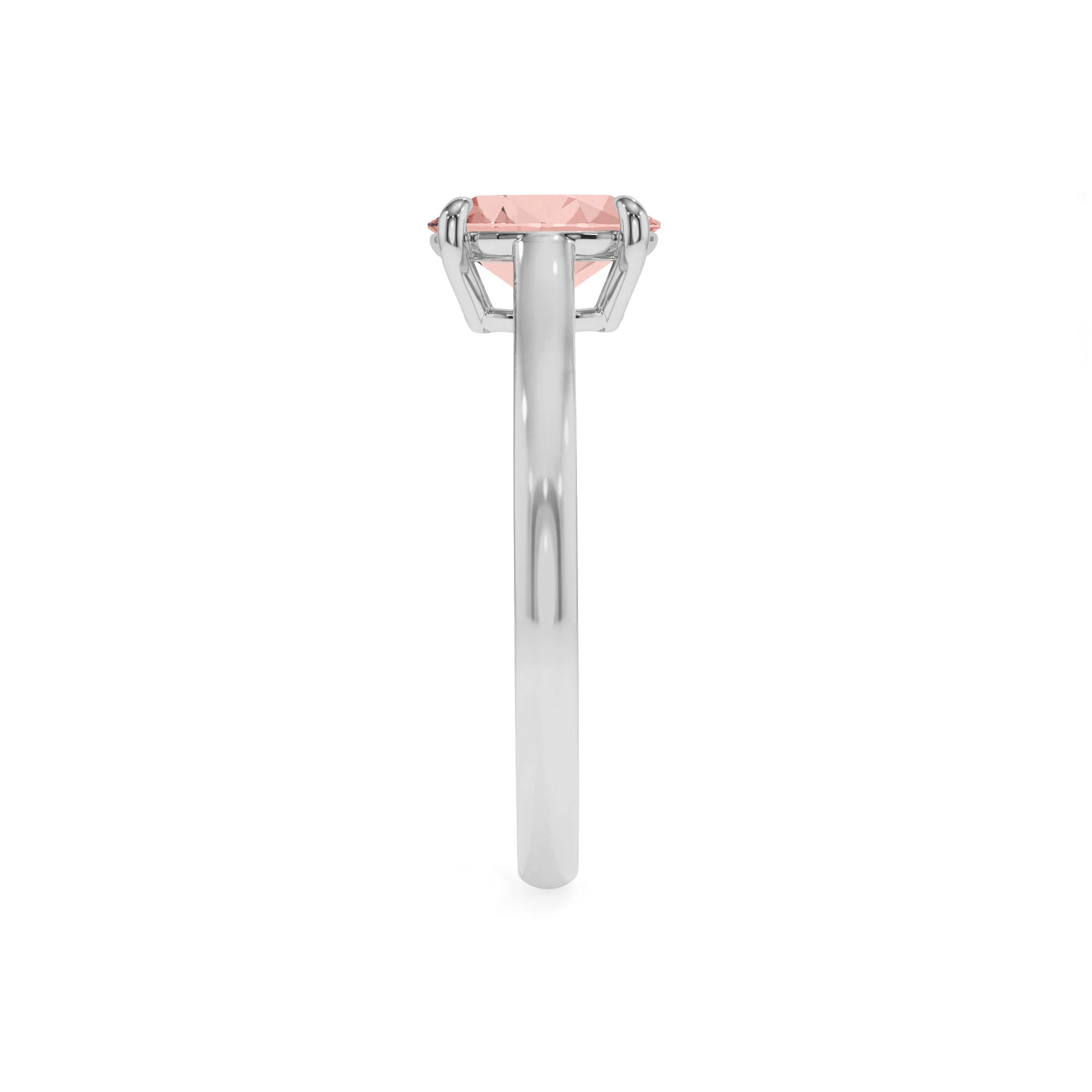lab grown morganite oval solitaire rings in platinum 