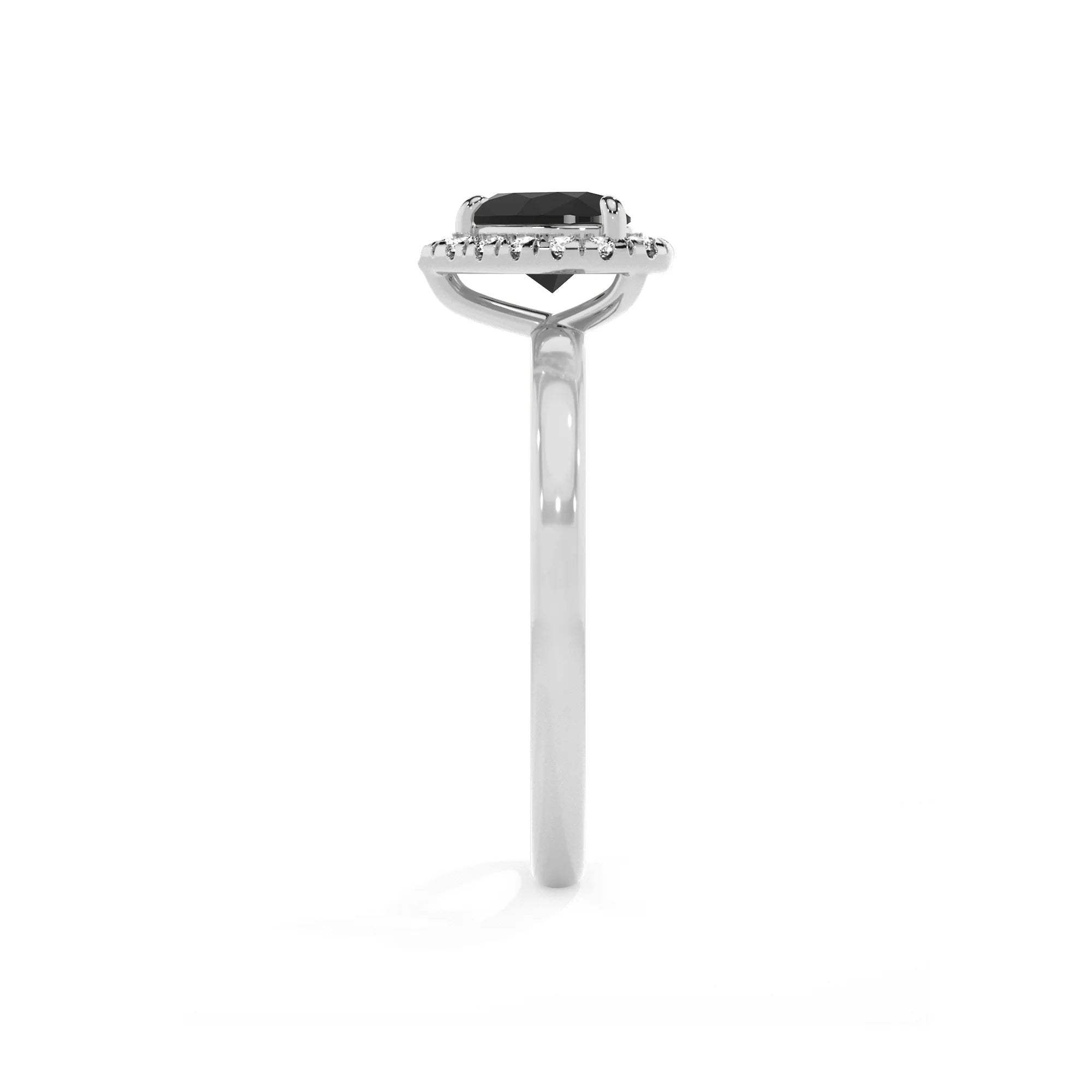 natural black-onyx heart solitaire rings in white gold 