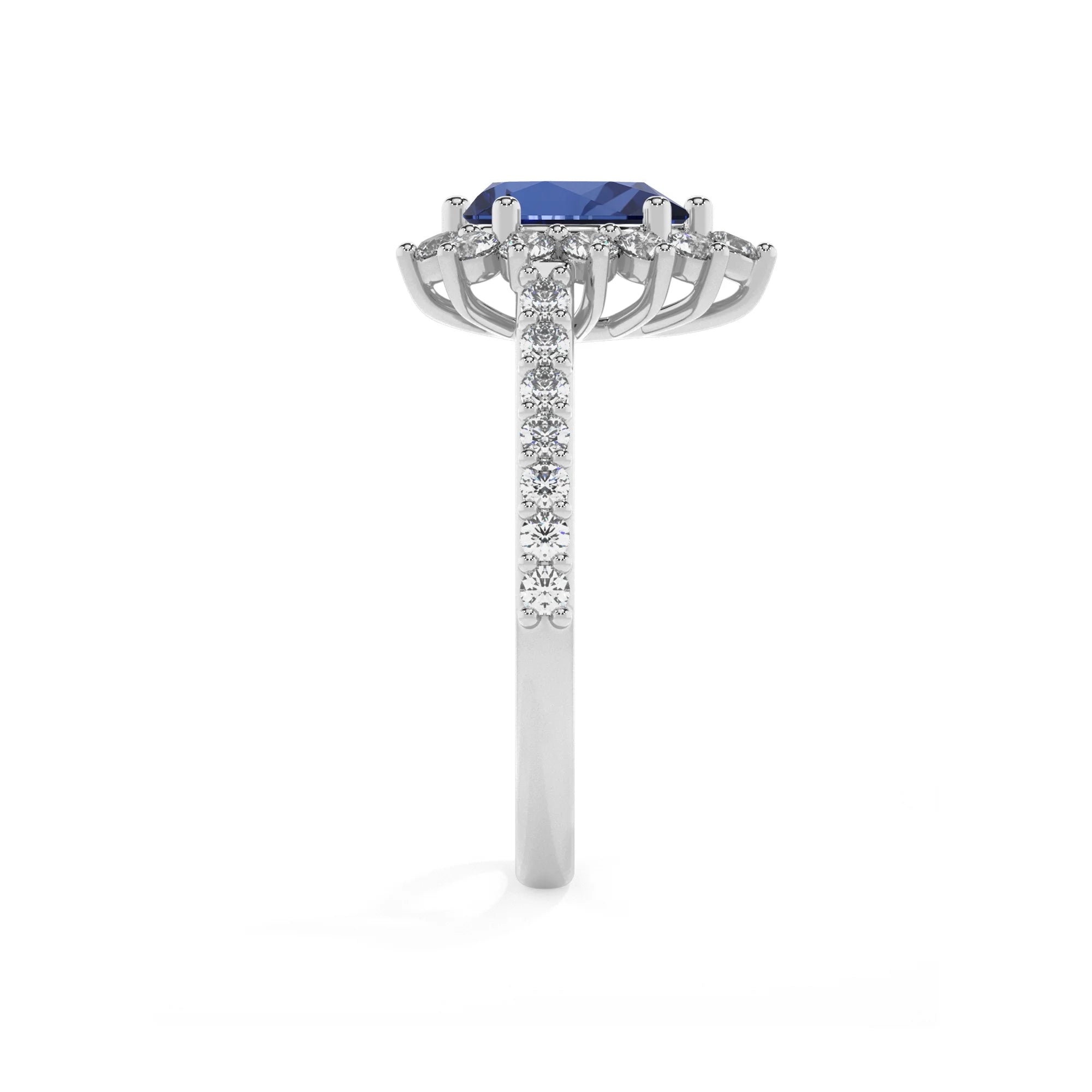 lab grown blue-sapphire pear solitaire rings in platinum 