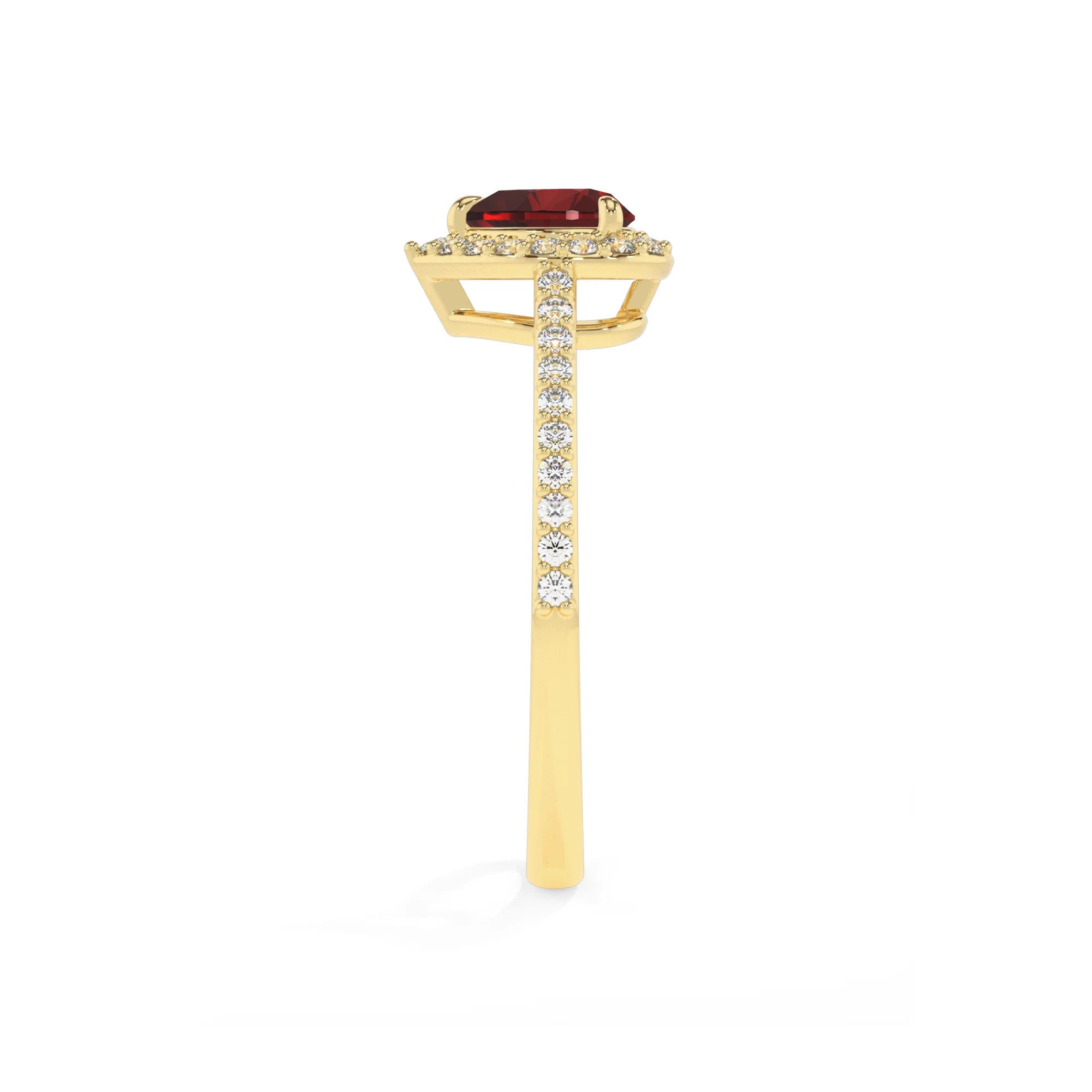 natural garnet heart solitaire rings in yellow gold 