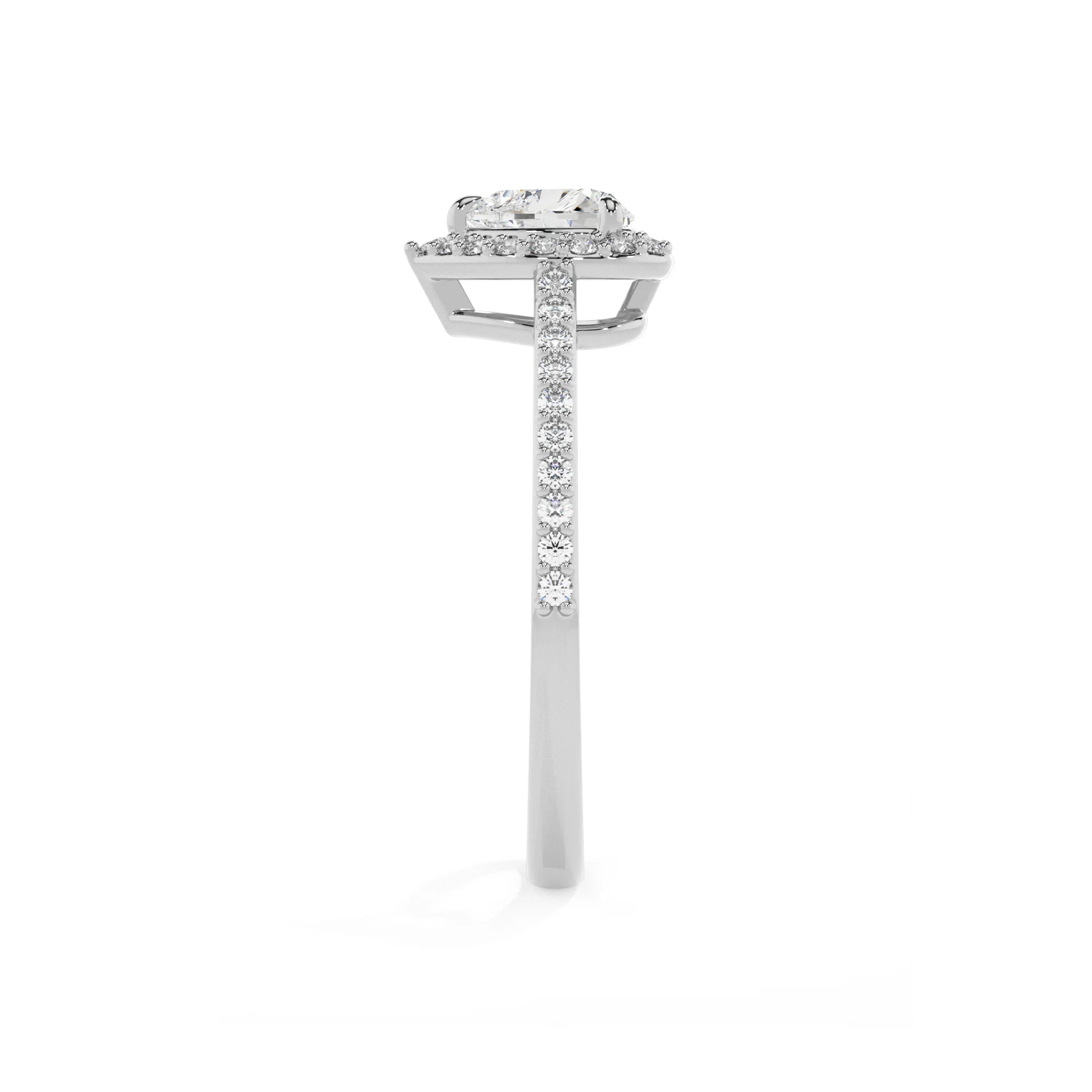lab grown moissanite heart solitaire rings in white gold 