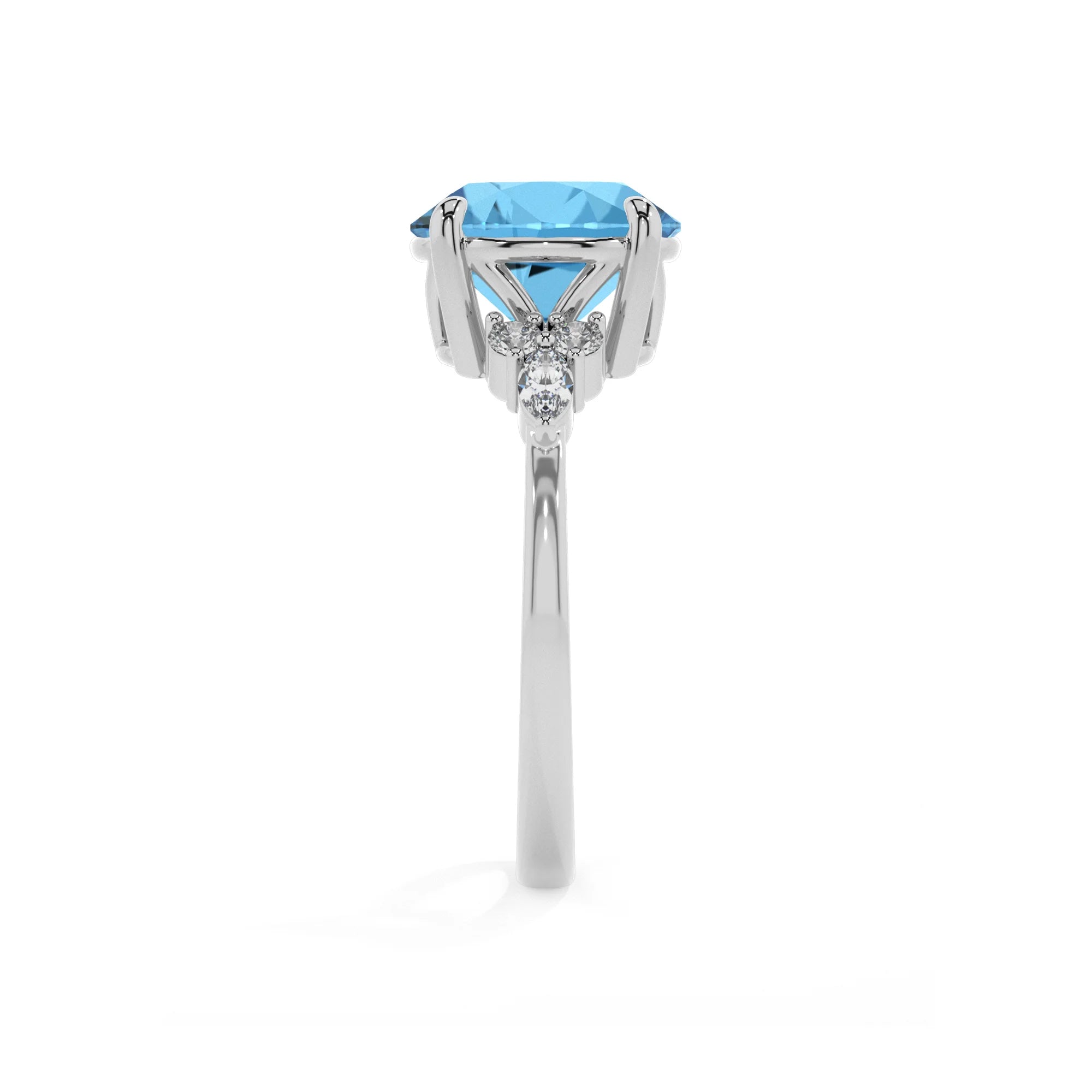 natural swiss-blue-topaz round solitaire rings in platinum 