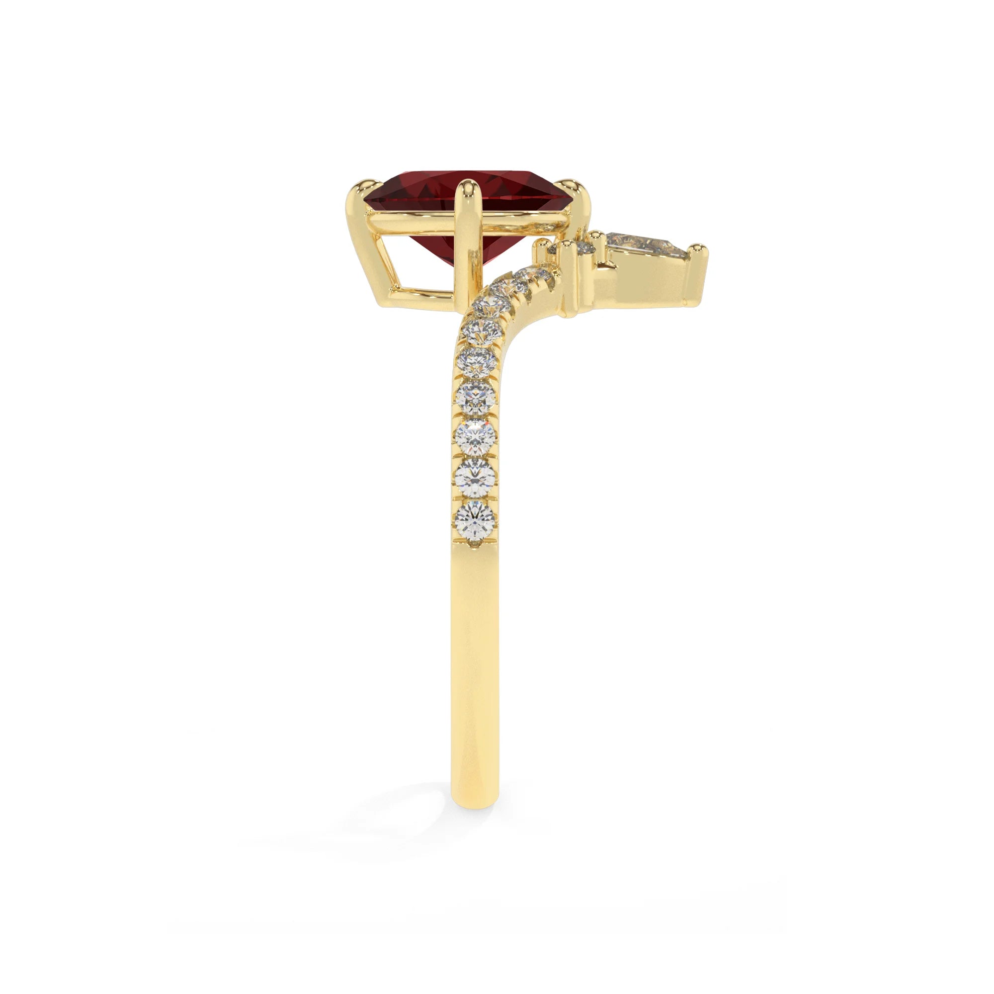 natural garnet oval solitaire rings in yellow gold 