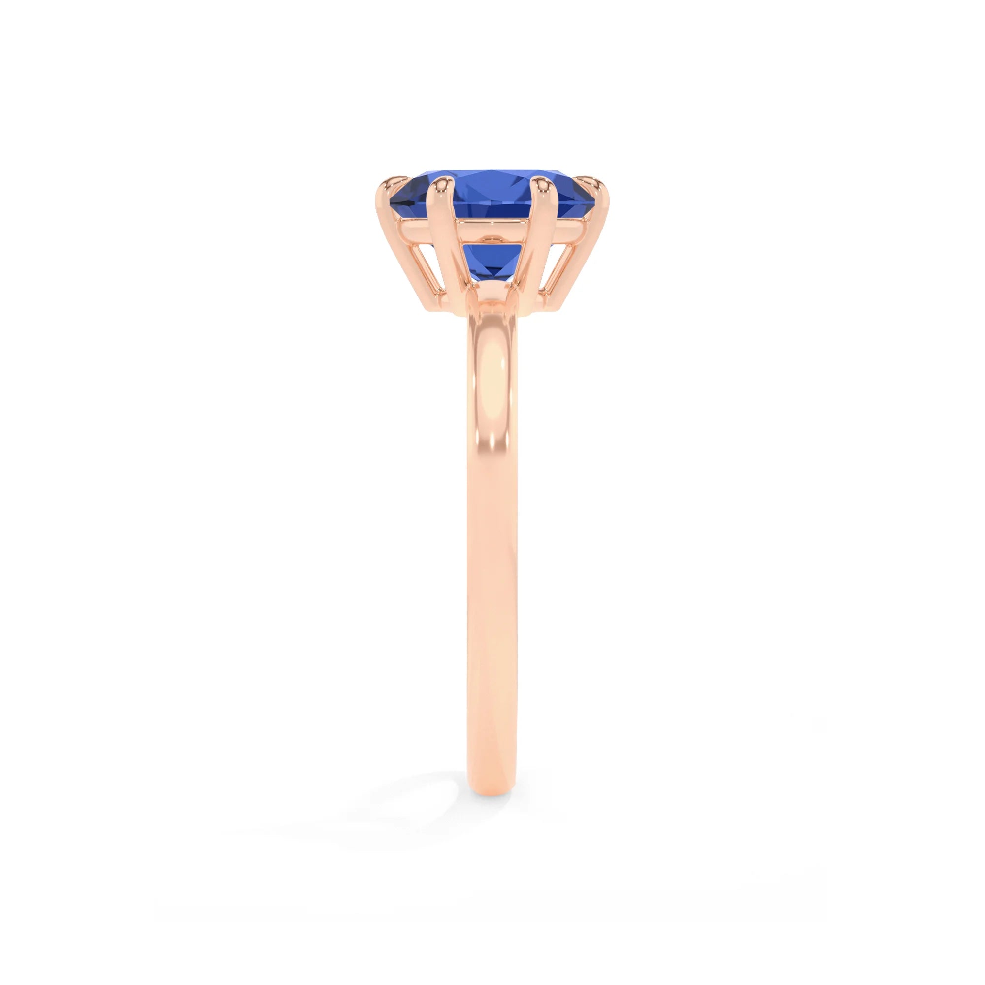 lab grown blue-sapphire round solitaire rings in rose gold 