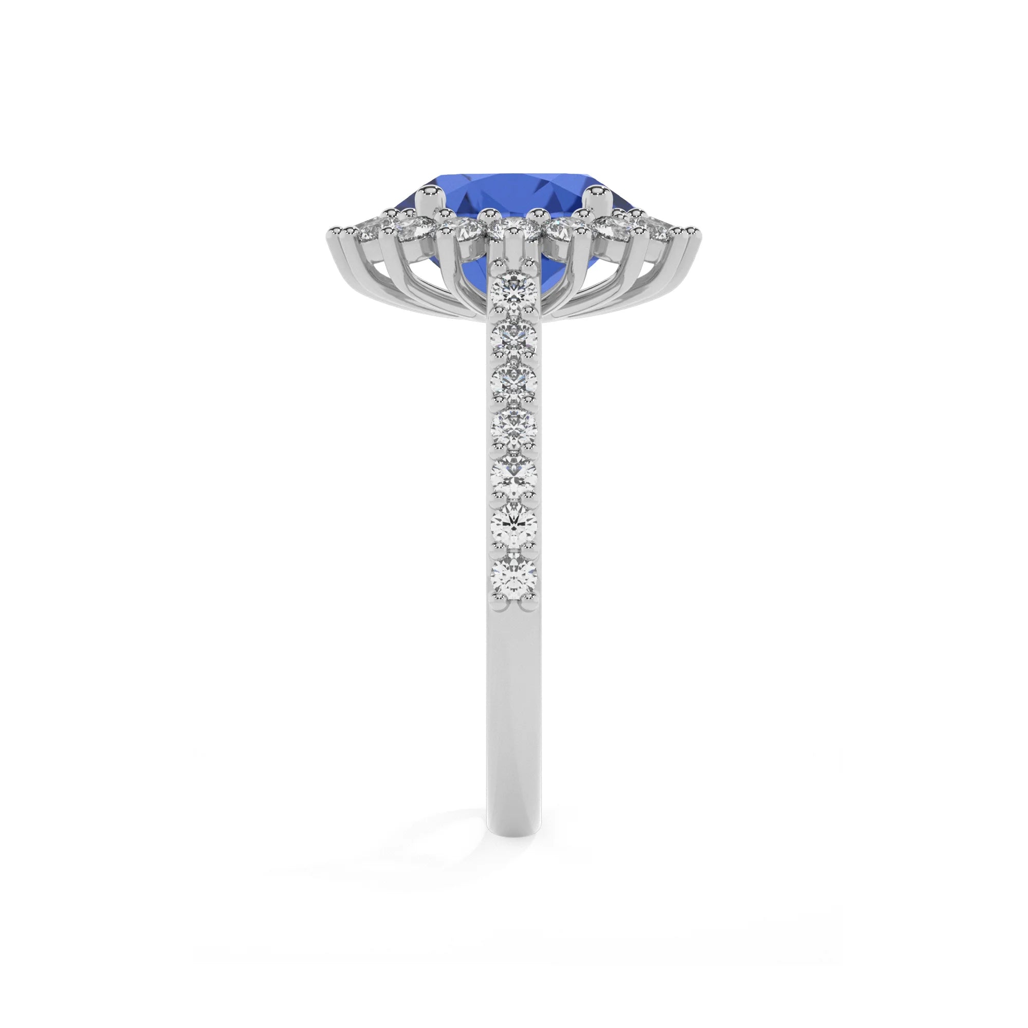 lab grown blue-sapphire round solitaire rings in sterling silver 
