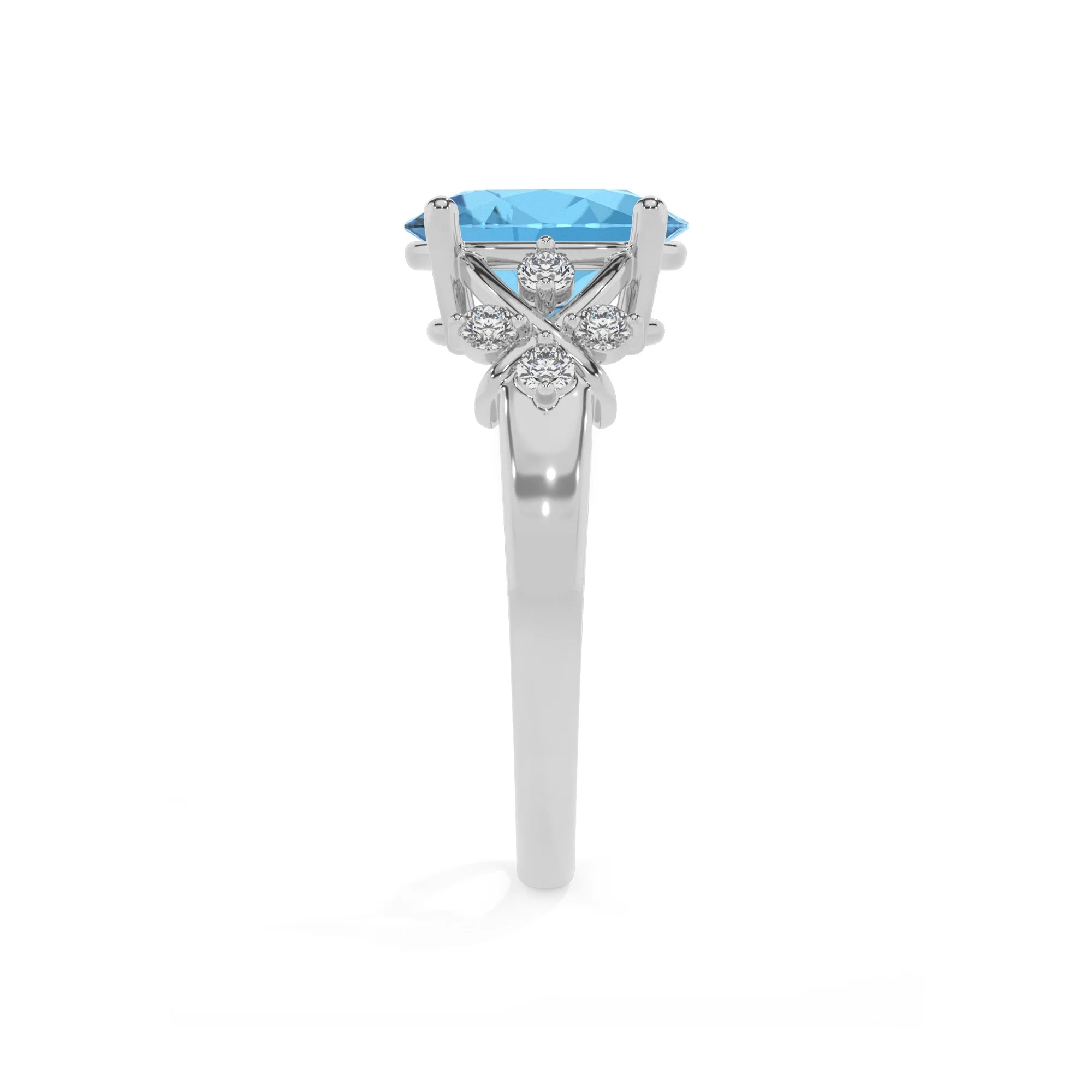 natural swiss-blue-topaz oval solitaire rings in sterling silver 