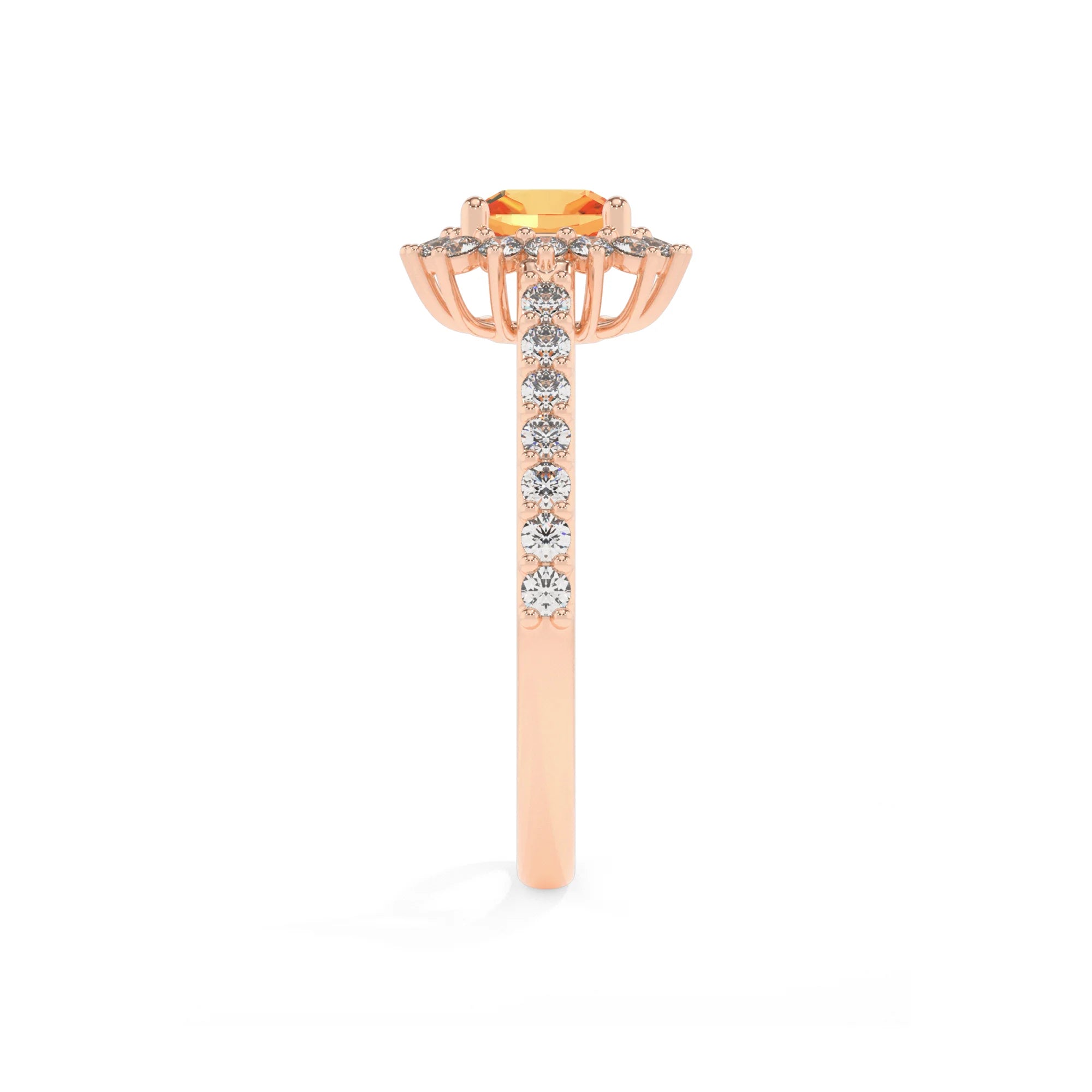 lab grown citrine cushion solitaire rings in rose gold 