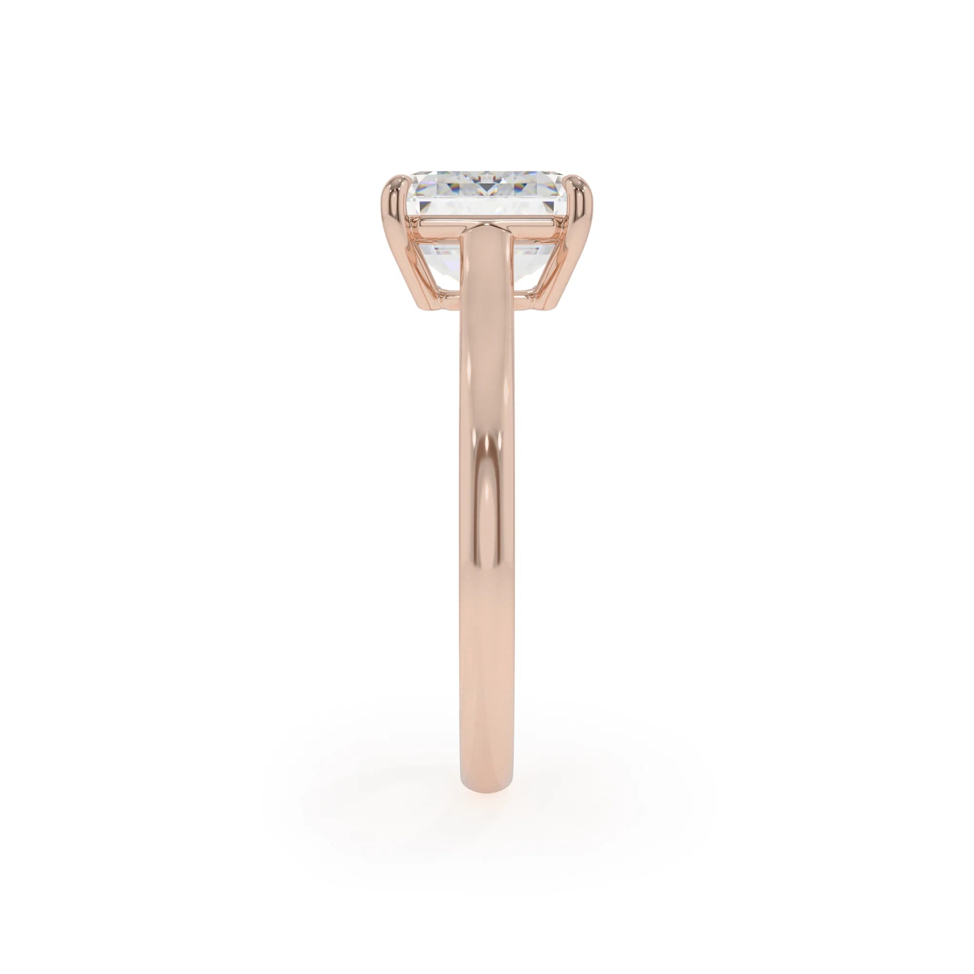 lab grown moissanite asscher solitaire rings in rose gold 