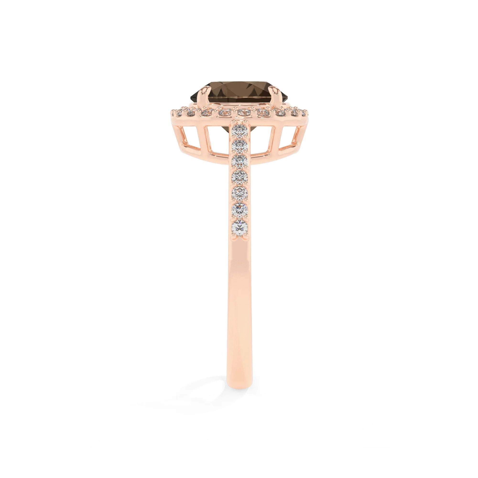 natural smoky-quartz round solitaire rings in rose gold 