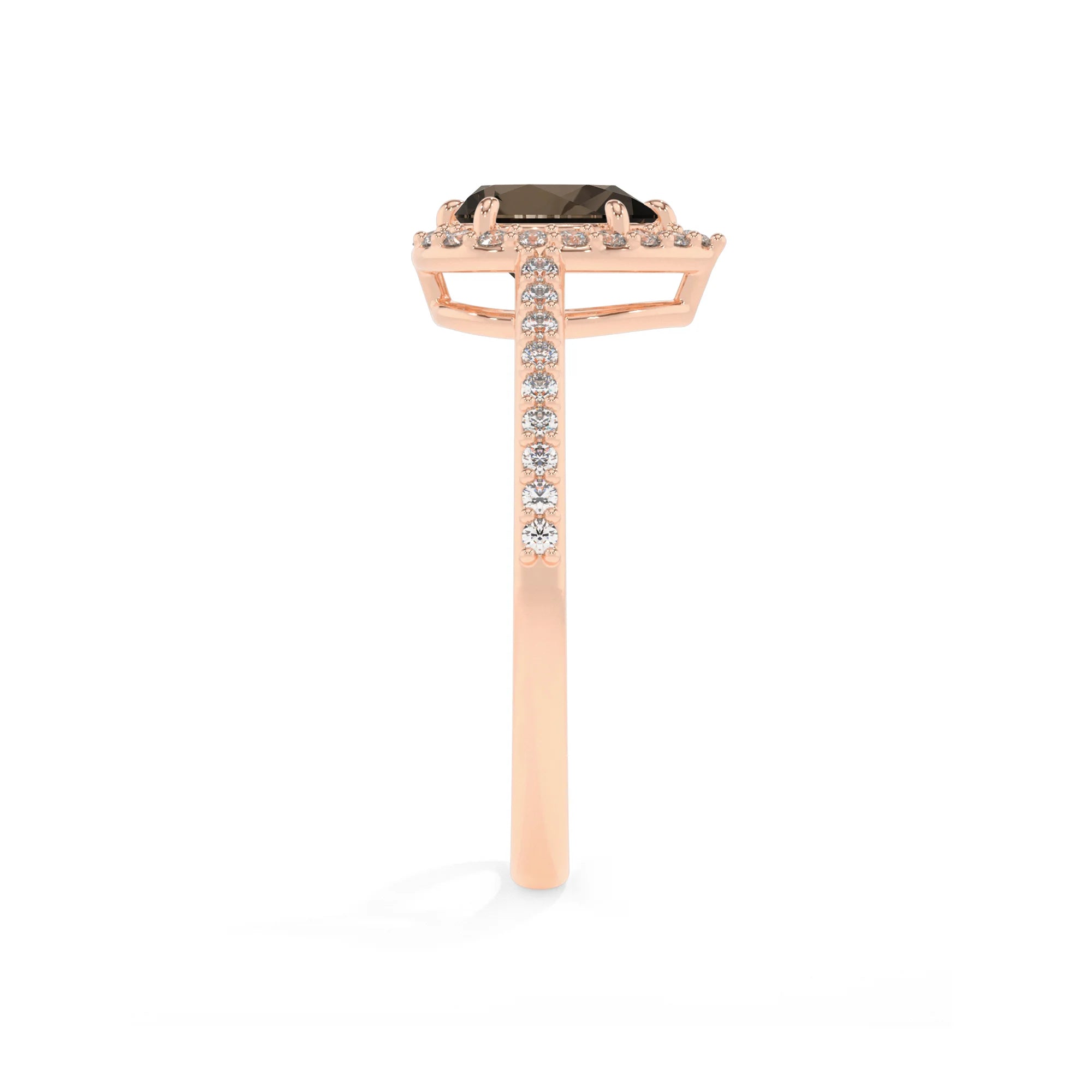 natural smoky-quartz pear solitaire rings in rose gold 