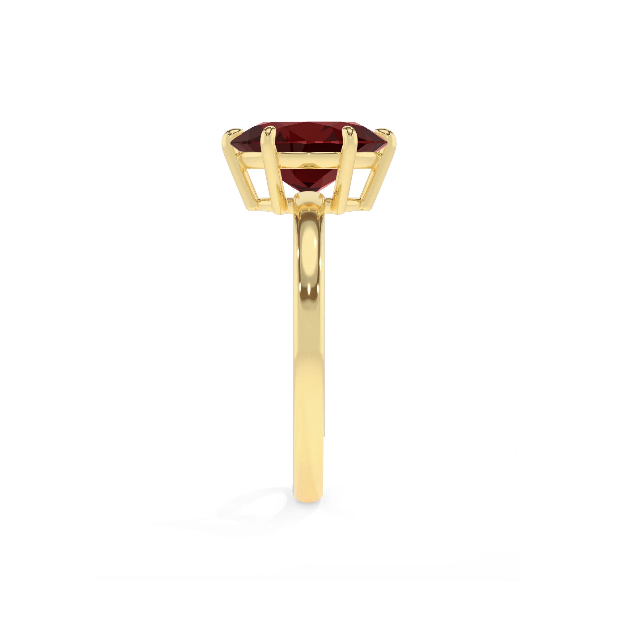 natural garnet oval solitaire rings in yellow gold 