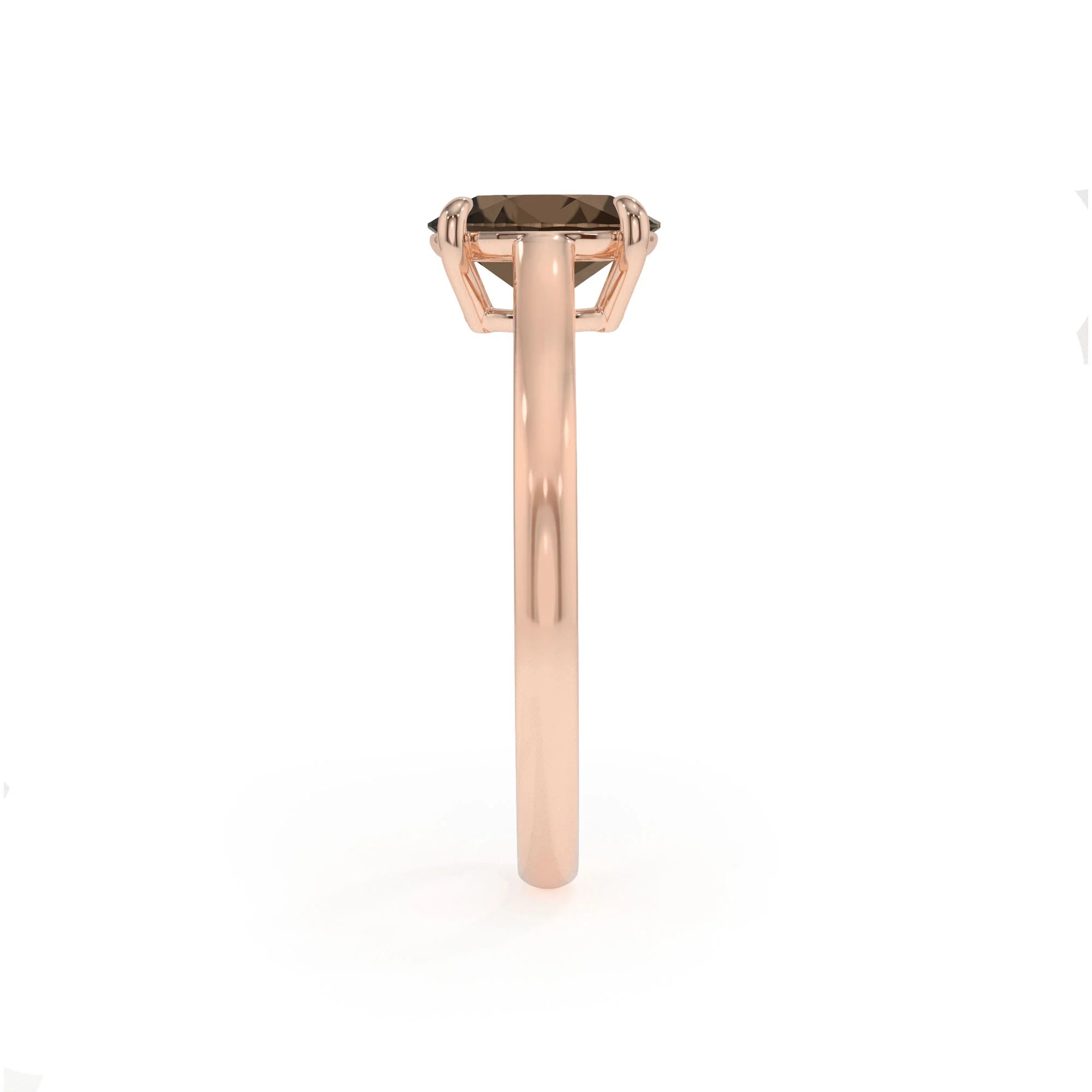natural smoky-quartz oval solitaire rings in rose gold 