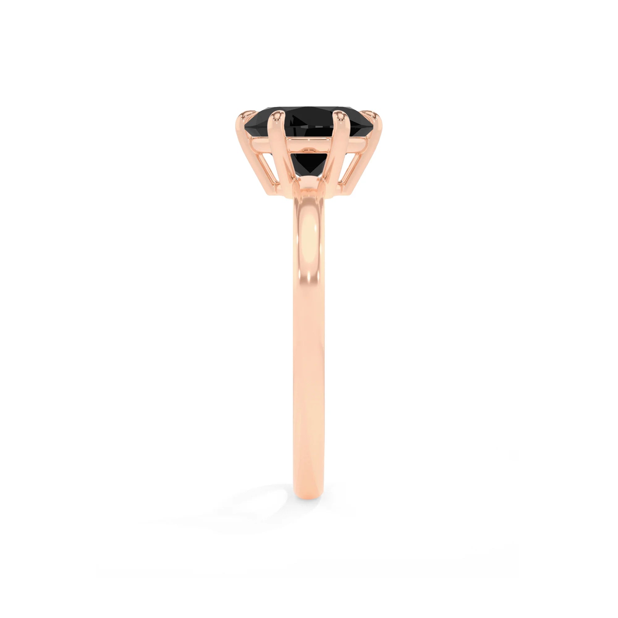 natural black-onyx round solitaire rings in rose gold 