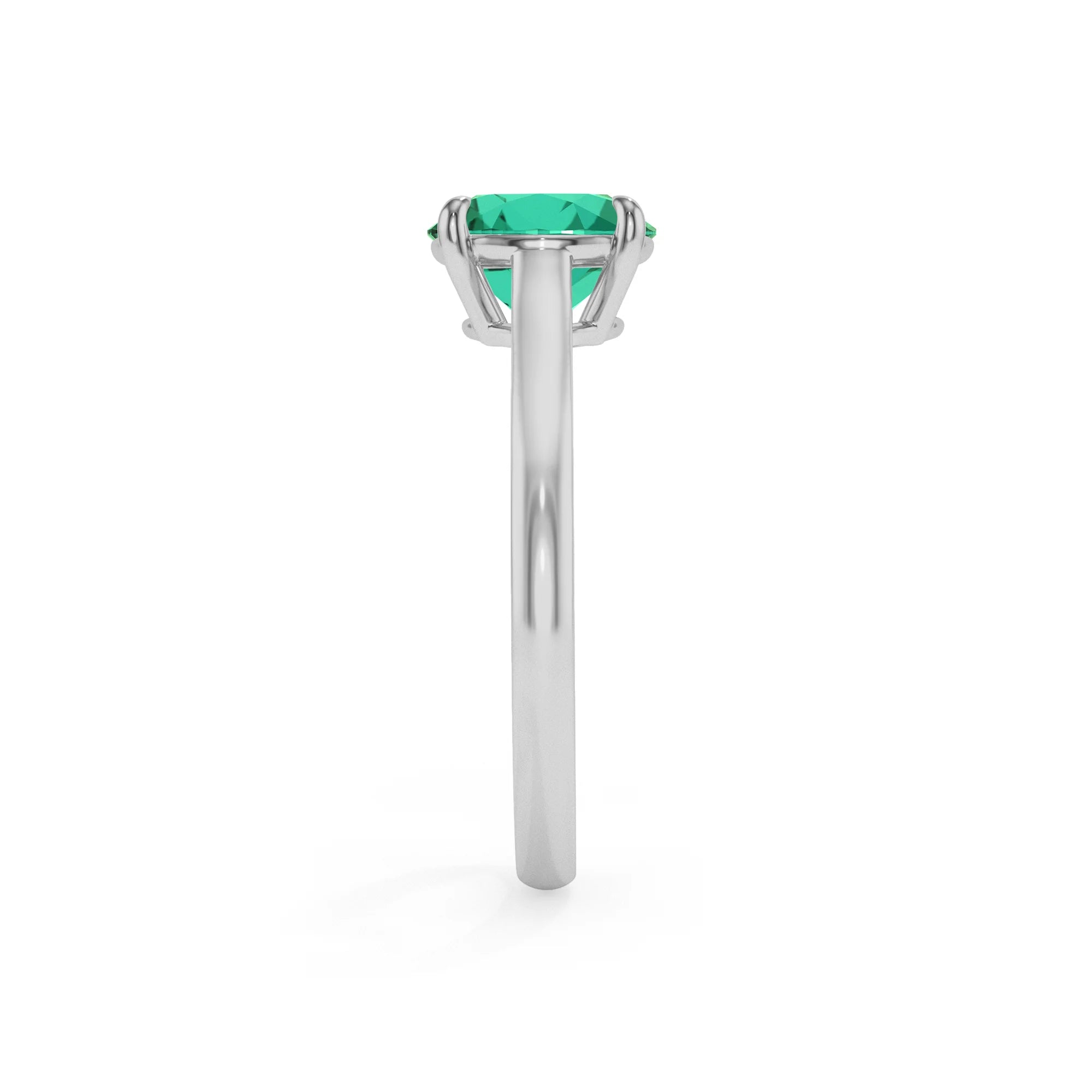 lab grown emerald round solitaire rings in white gold 