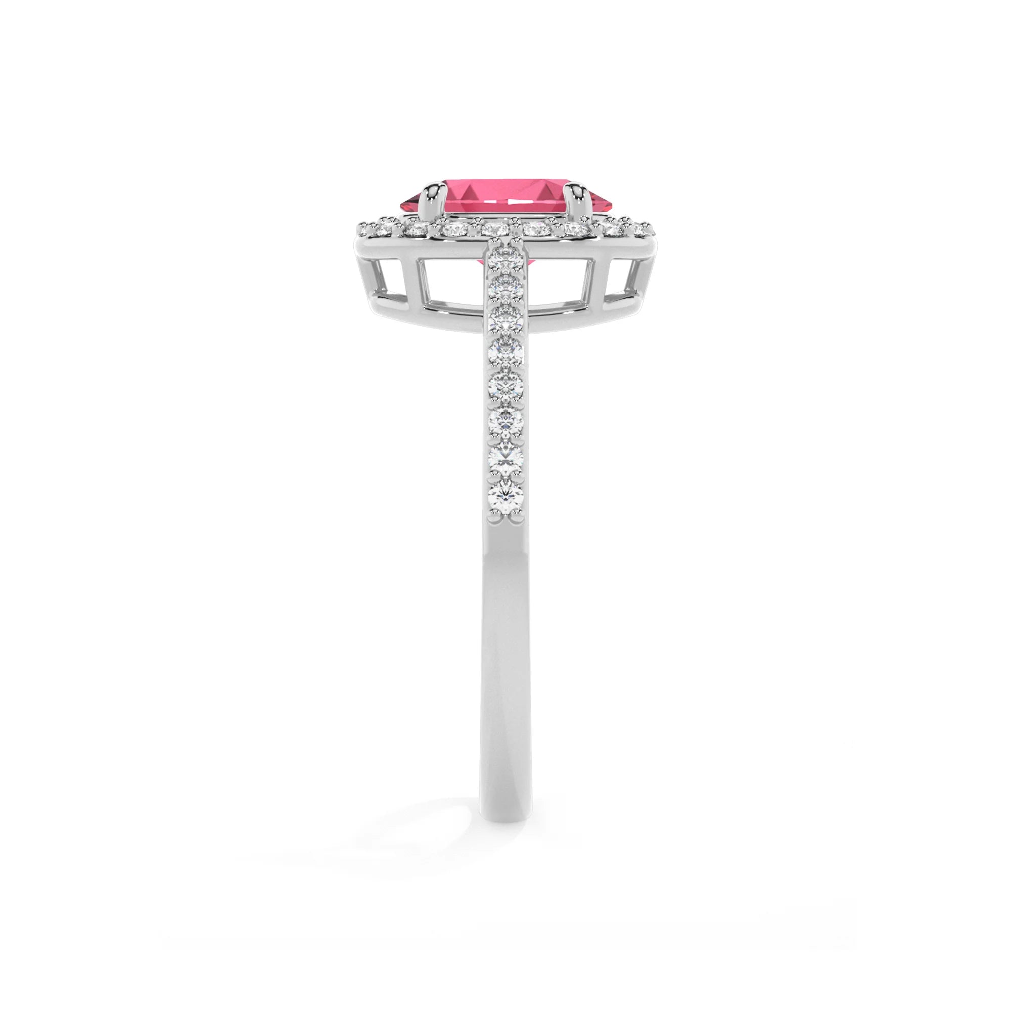 lab grown pink-tourmaline oval solitaire rings in sterling silver 