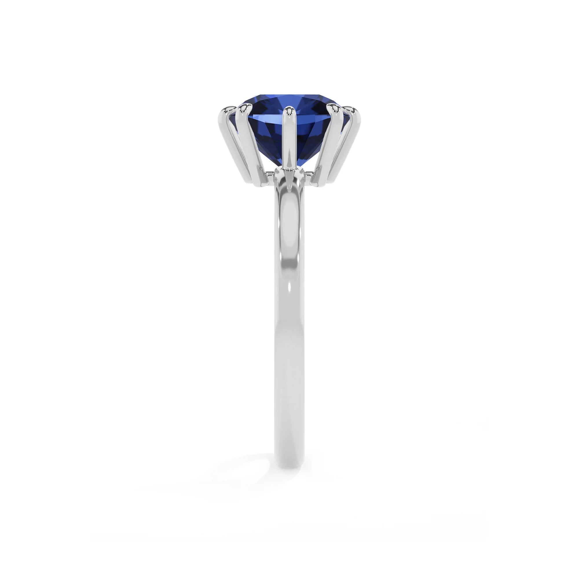 lab grown blue-sapphire cushion solitaire rings in white gold 