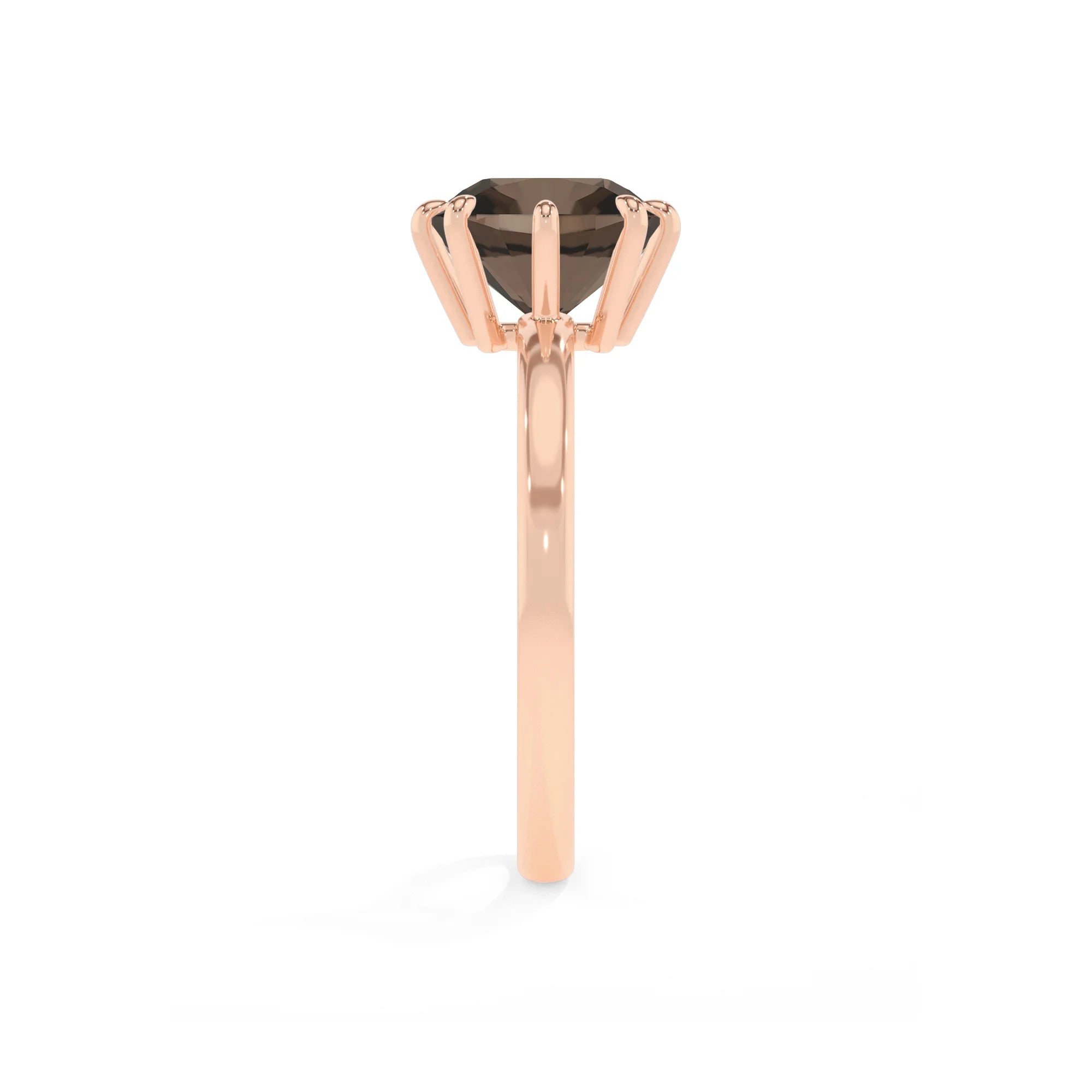 natural smoky-quartz cushion solitaire rings in rose gold 