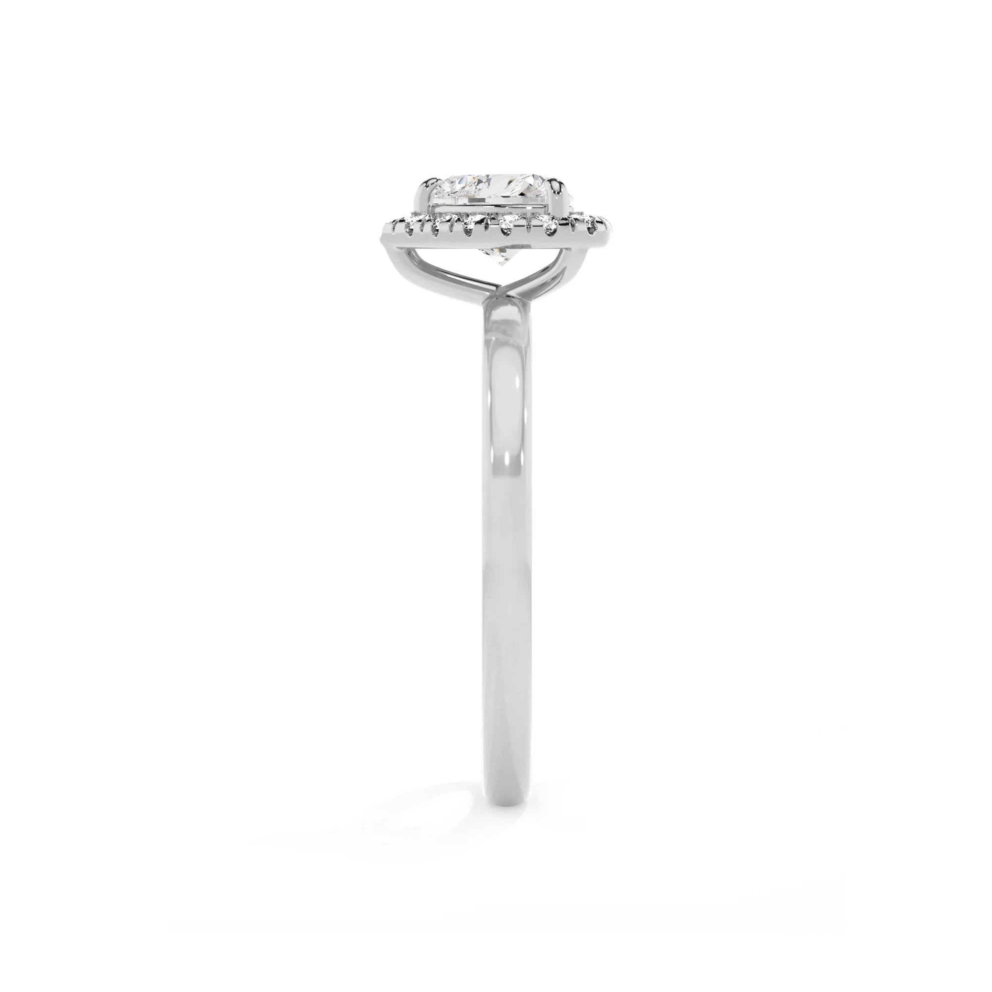 lab grown moissanite heart solitaire rings in platinum 