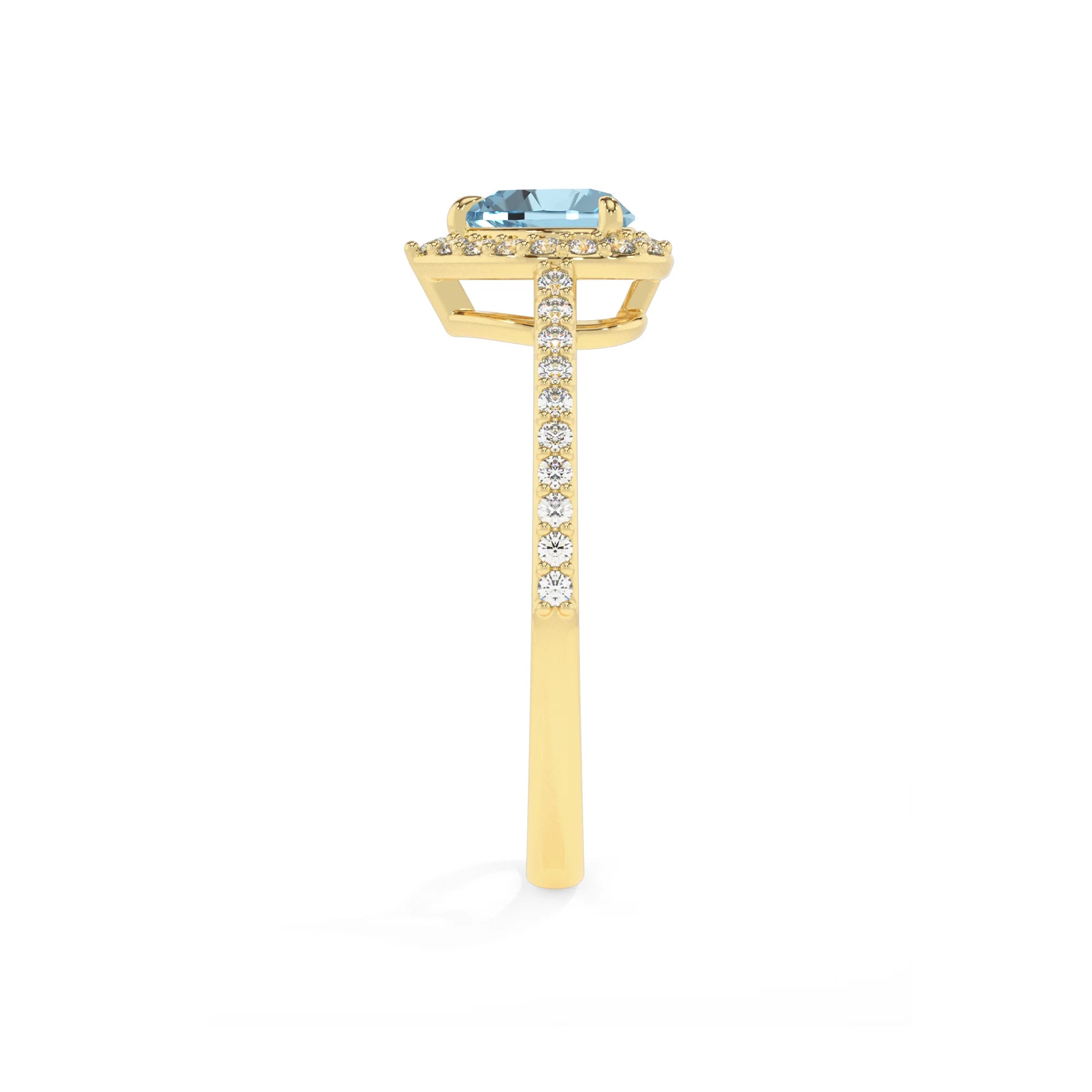 lab grown aquamarine heart solitaire rings in yellow gold 