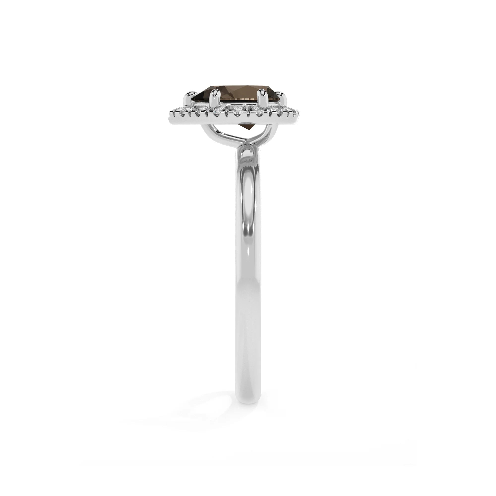 natural smoky-quartz pear solitaire rings in platinum 