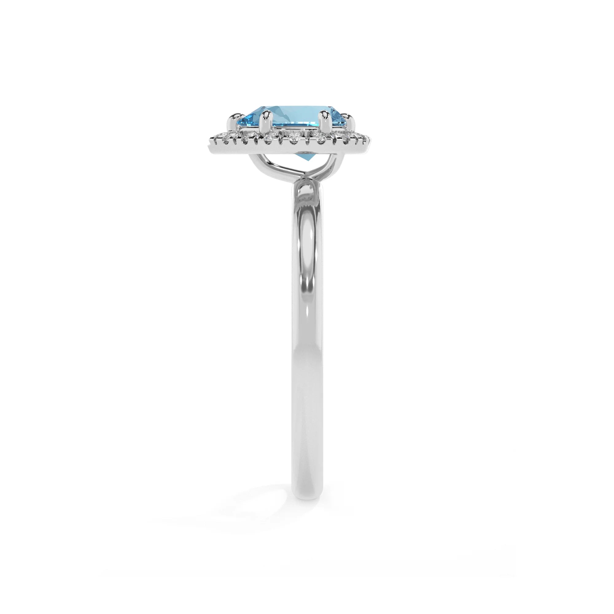 lab grown aquamarine pear solitaire rings in platinum 