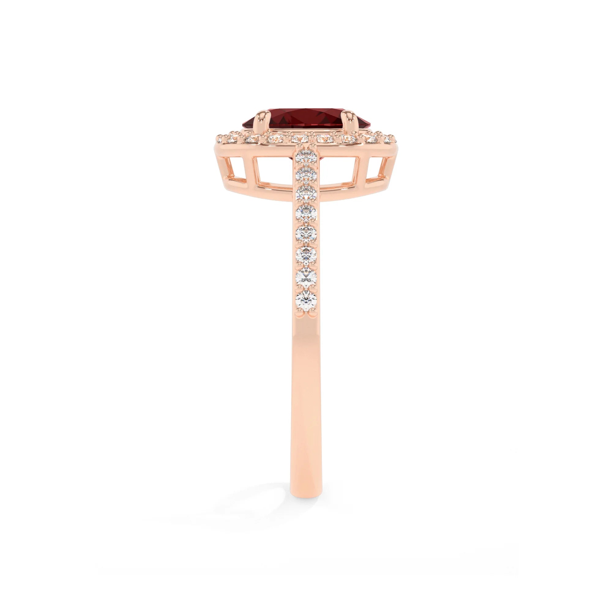 natural garnet oval solitaire rings in rose gold 