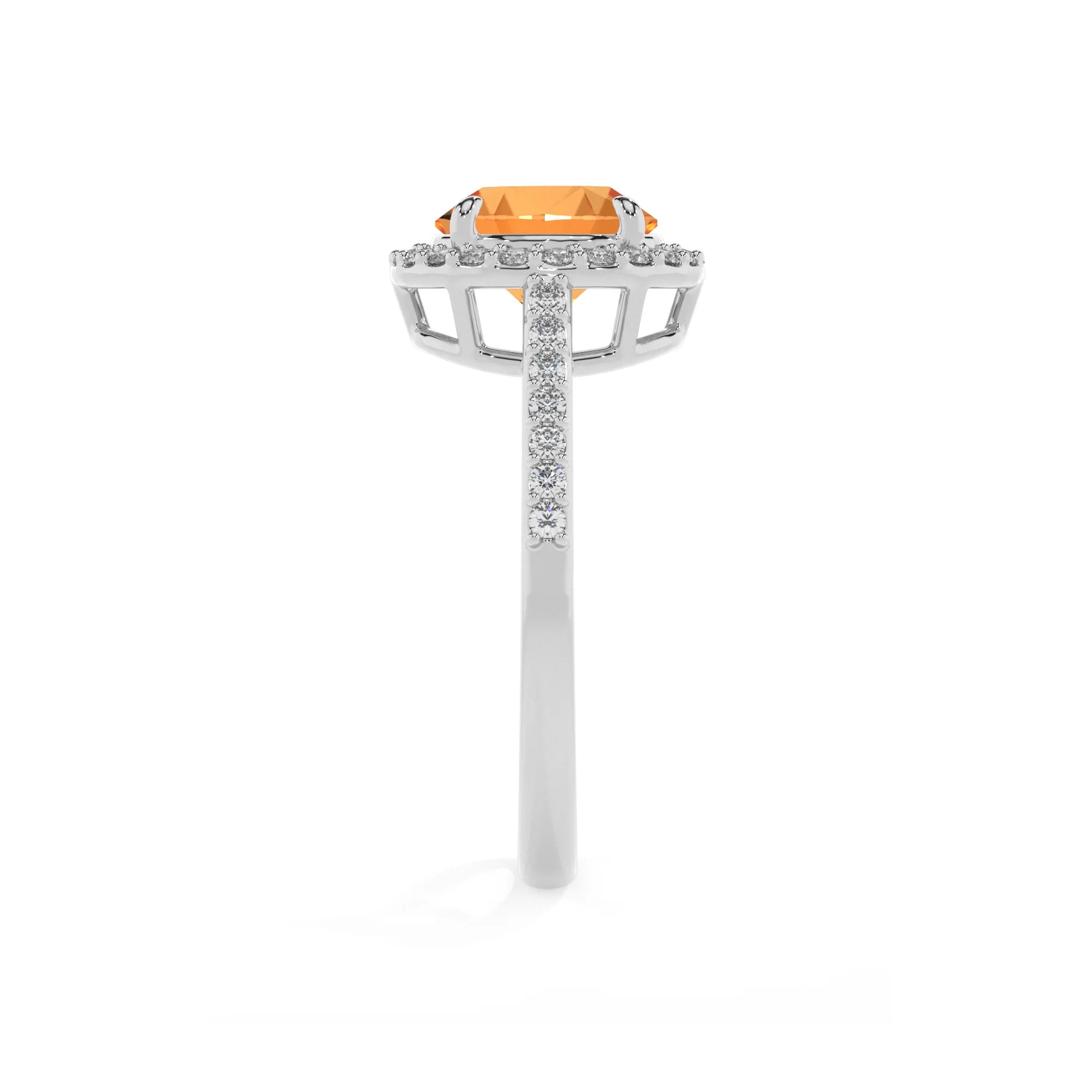 lab grown citrine round solitaire rings in sterling silver 