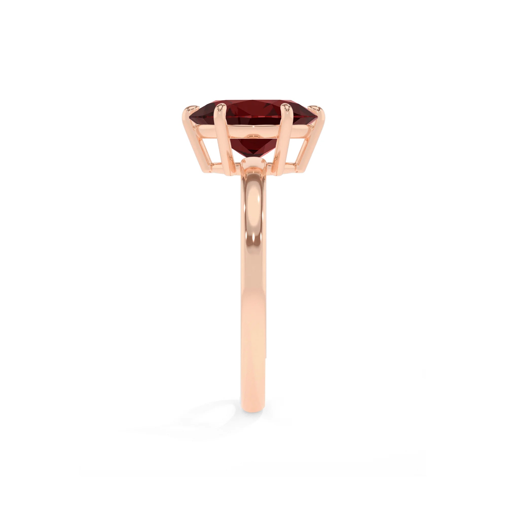 natural garnet oval solitaire rings in rose gold 