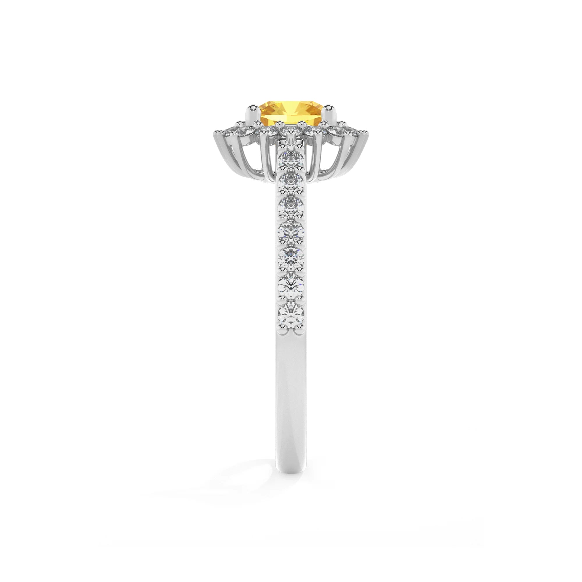 lab grown yellow-sapphire cushion solitaire rings in sterling silver 
