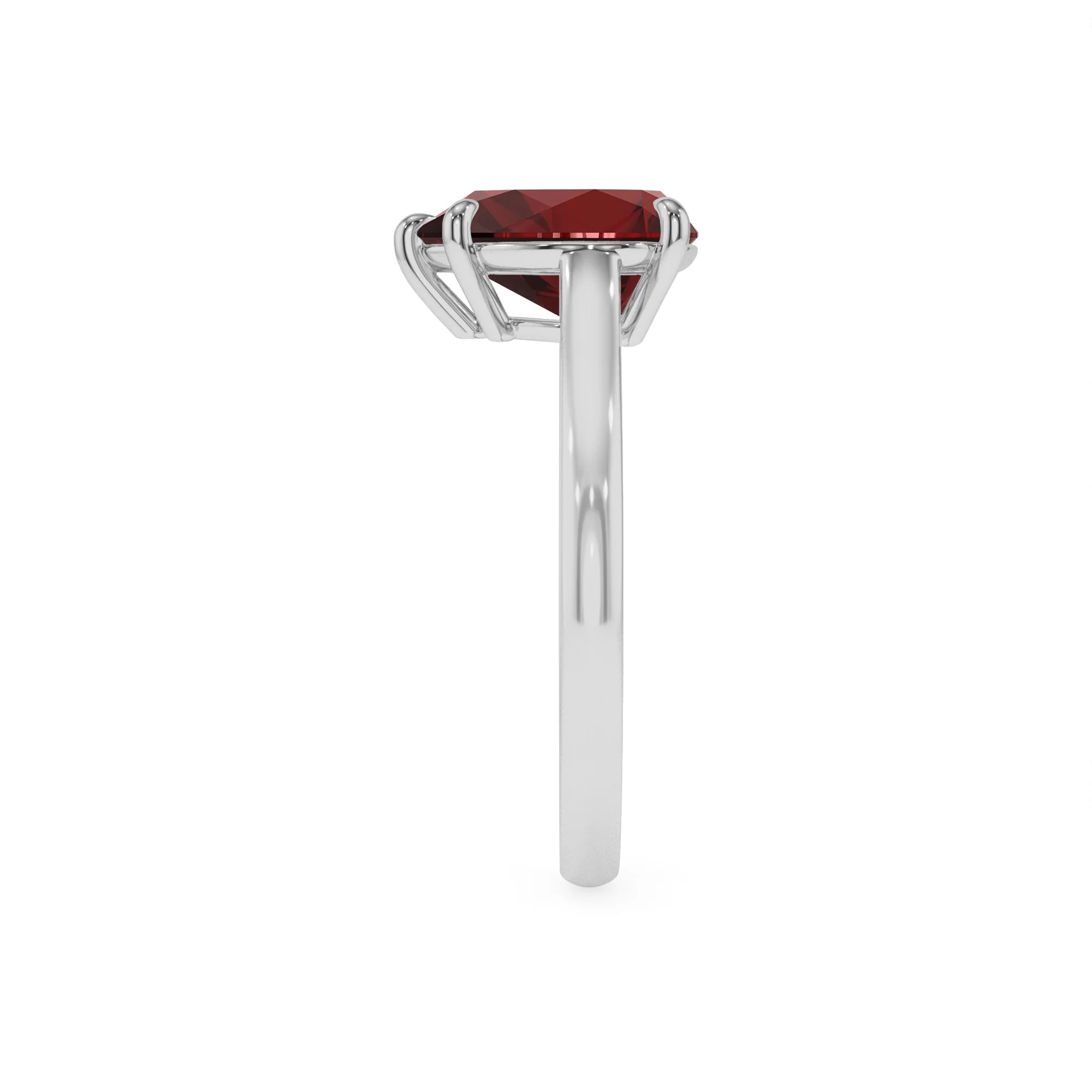 natural garnet pear solitaire rings in platinum 