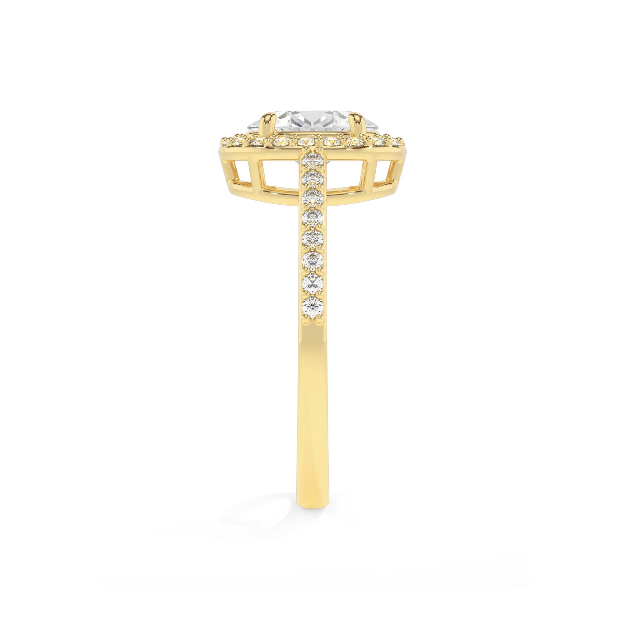 lab grown moissanite oval solitaire rings in yellow gold 