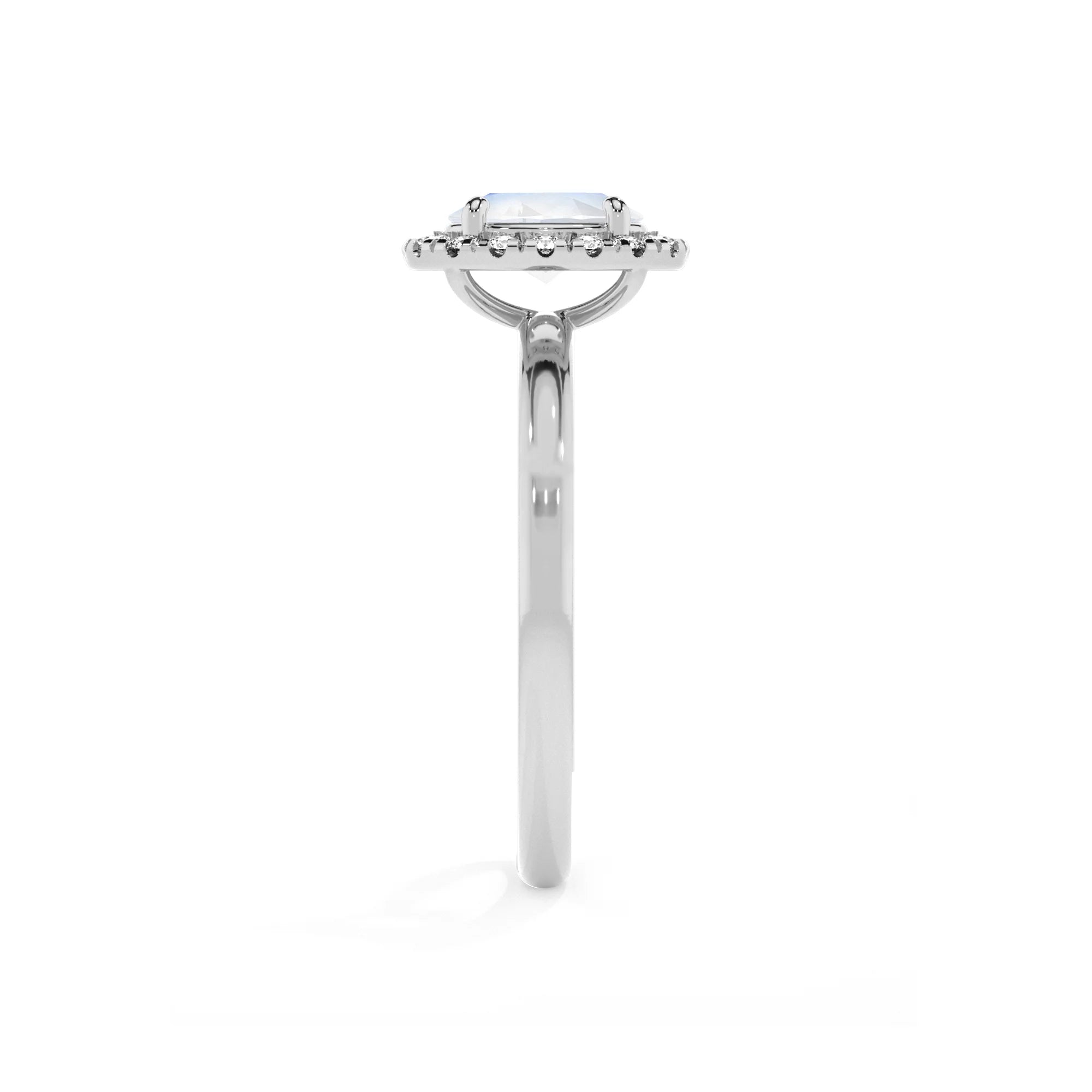 natural rainbow-moonstone oval solitaire rings in white gold 