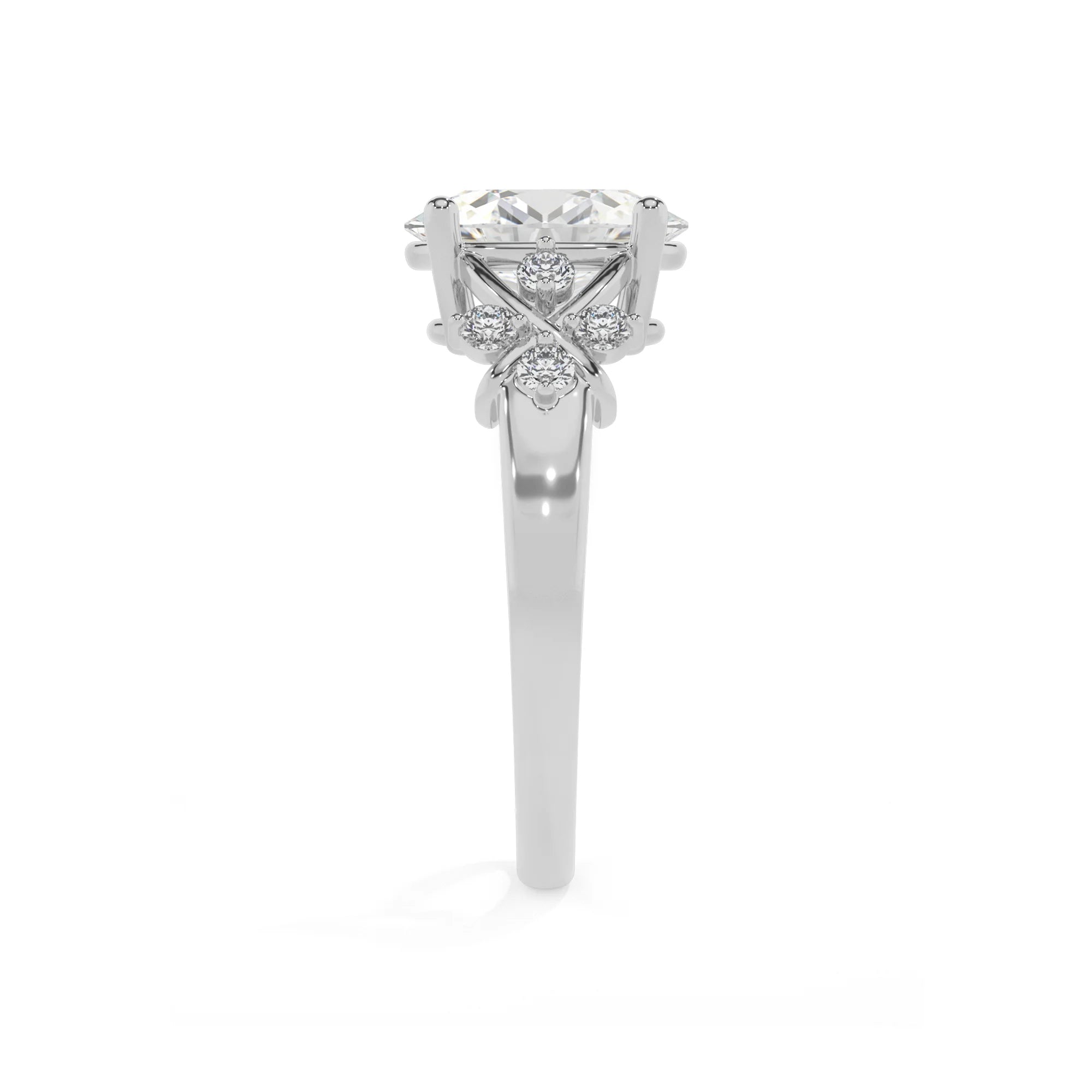 lab grown moissanite oval solitaire rings in white gold 