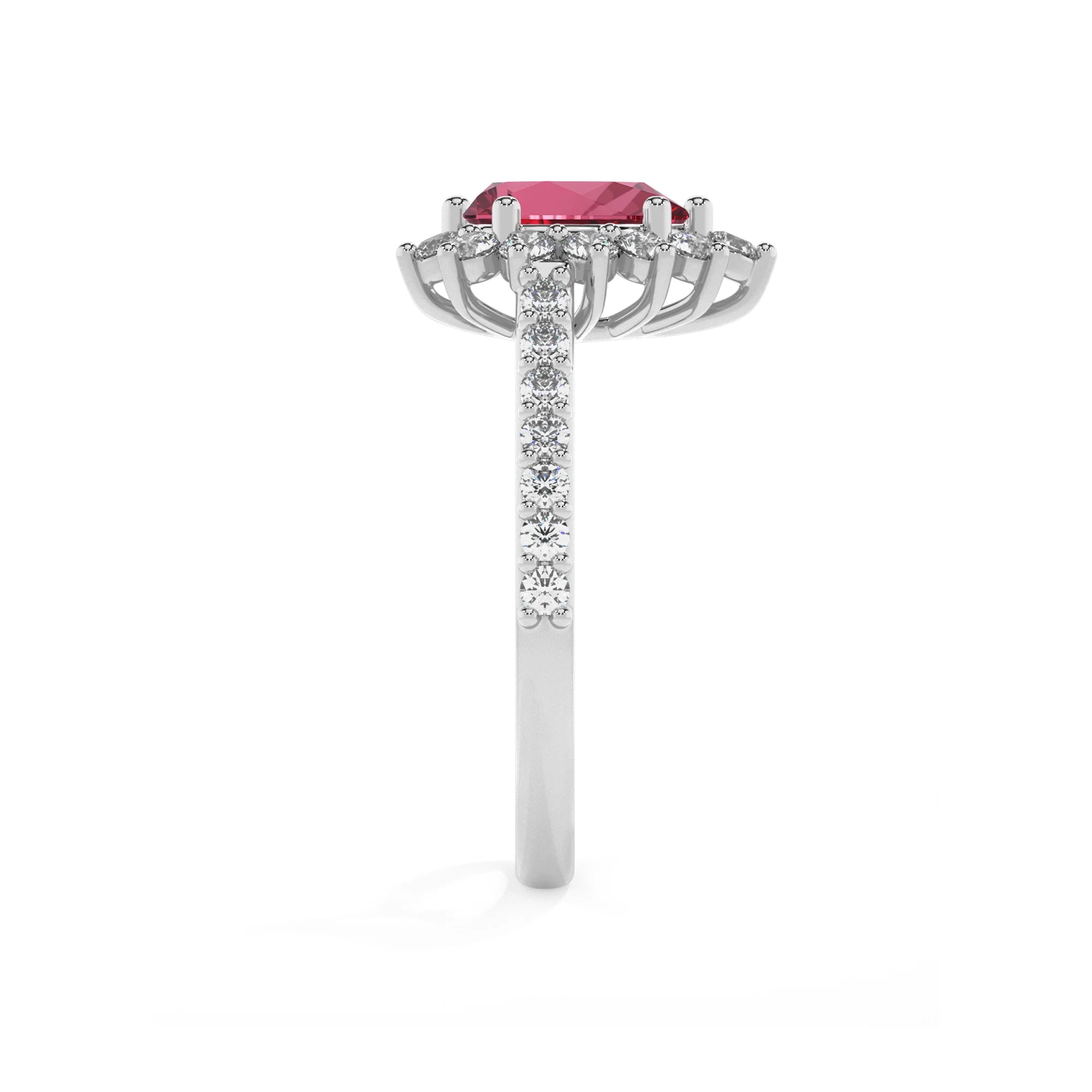 lab grown pink-tourmaline pear solitaire rings in platinum 