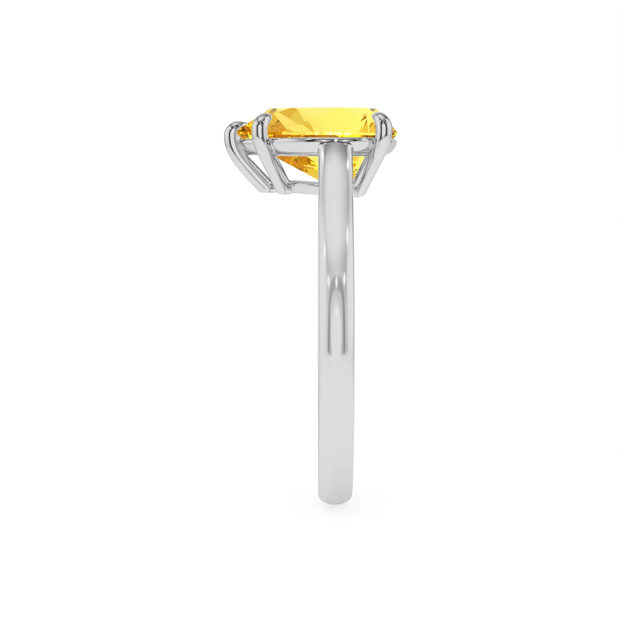 lab grown yellow-sapphire pear solitaire rings in platinum 
