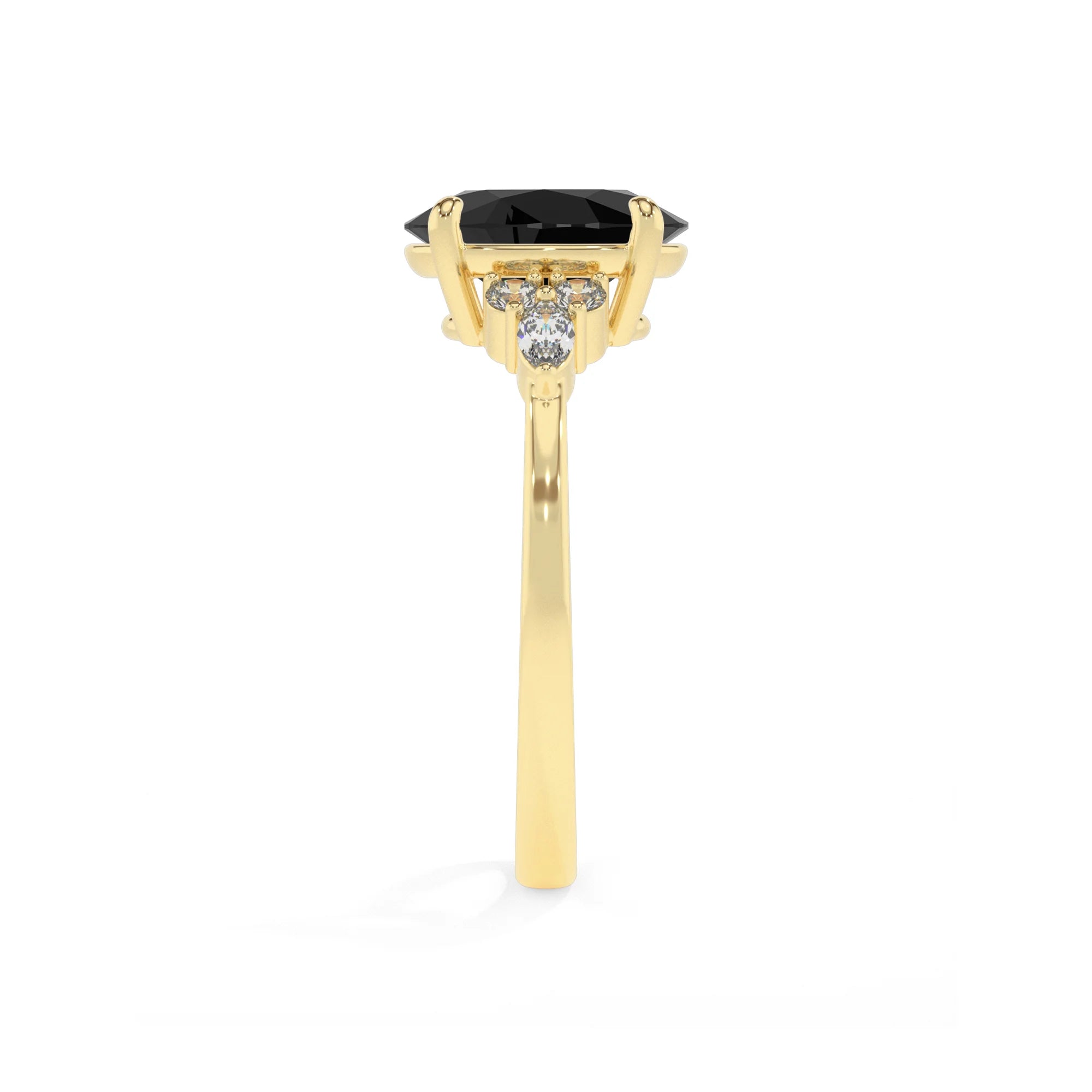 natural black-onyx oval solitaire rings in yellow gold 