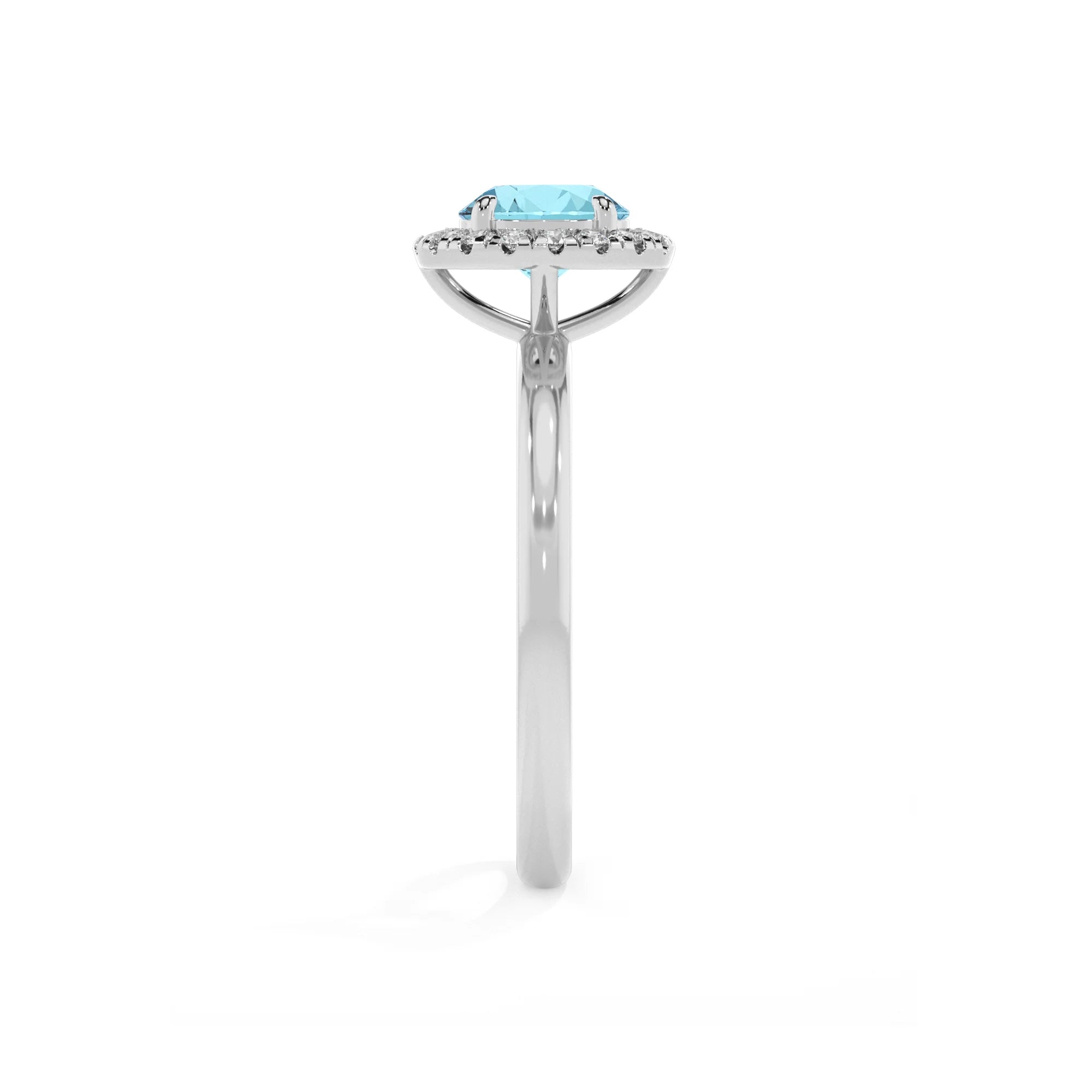 lab grown aquamarine round solitaire rings in white gold 