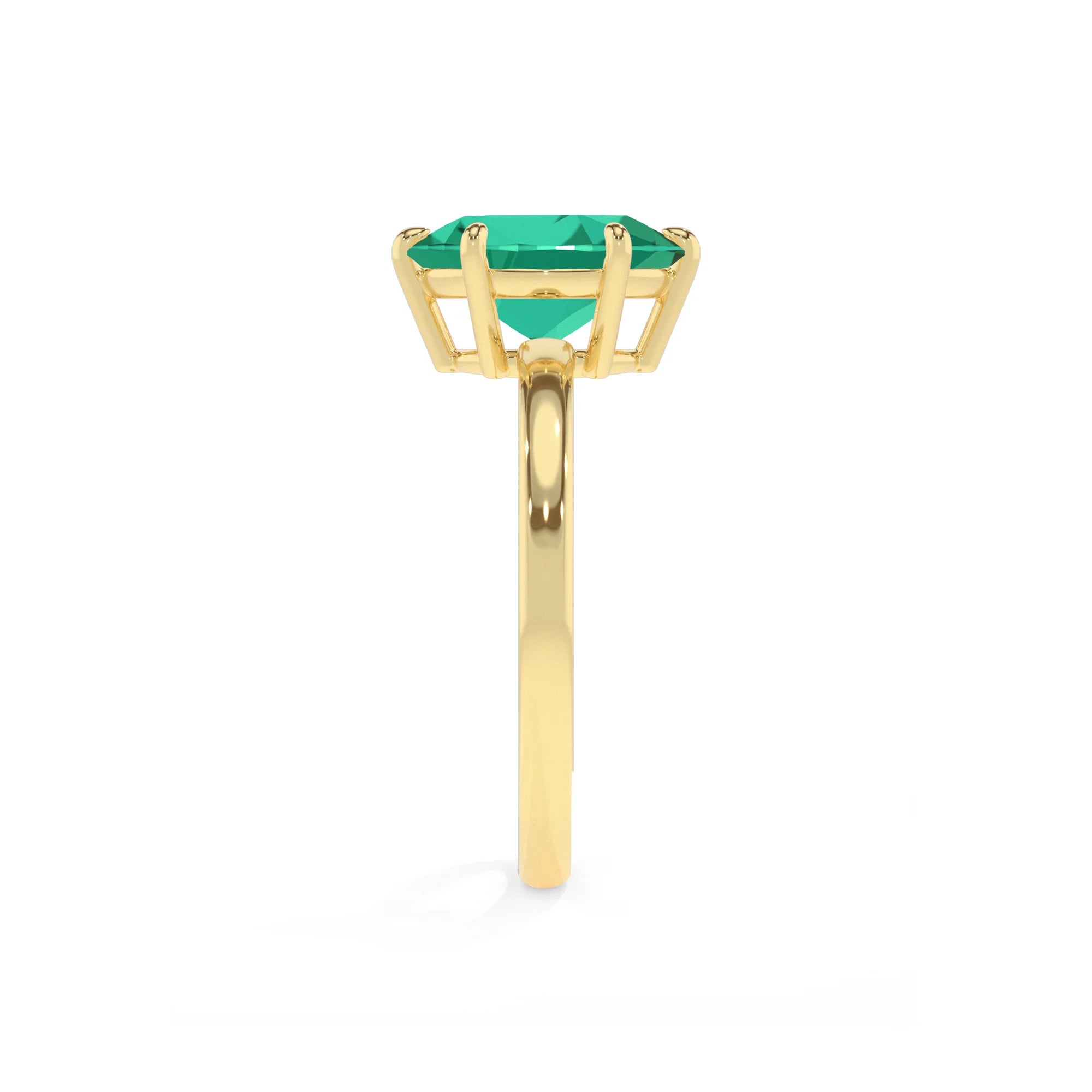 lab grown emerald oval solitaire rings in yellow gold 
