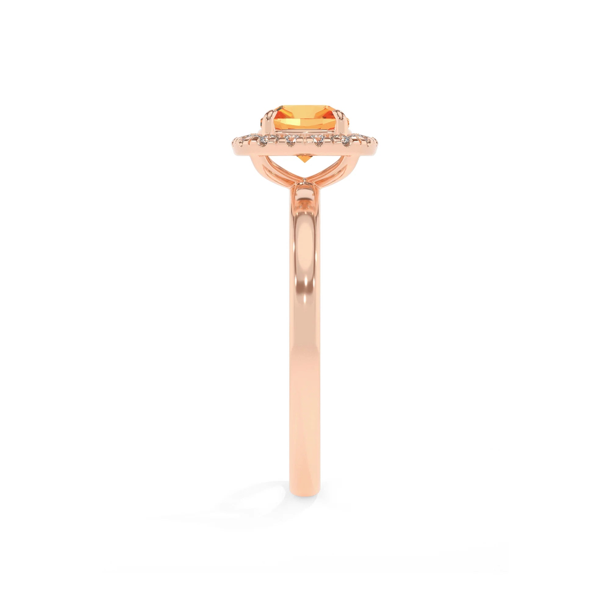 lab grown citrine cushion solitaire rings in rose gold 