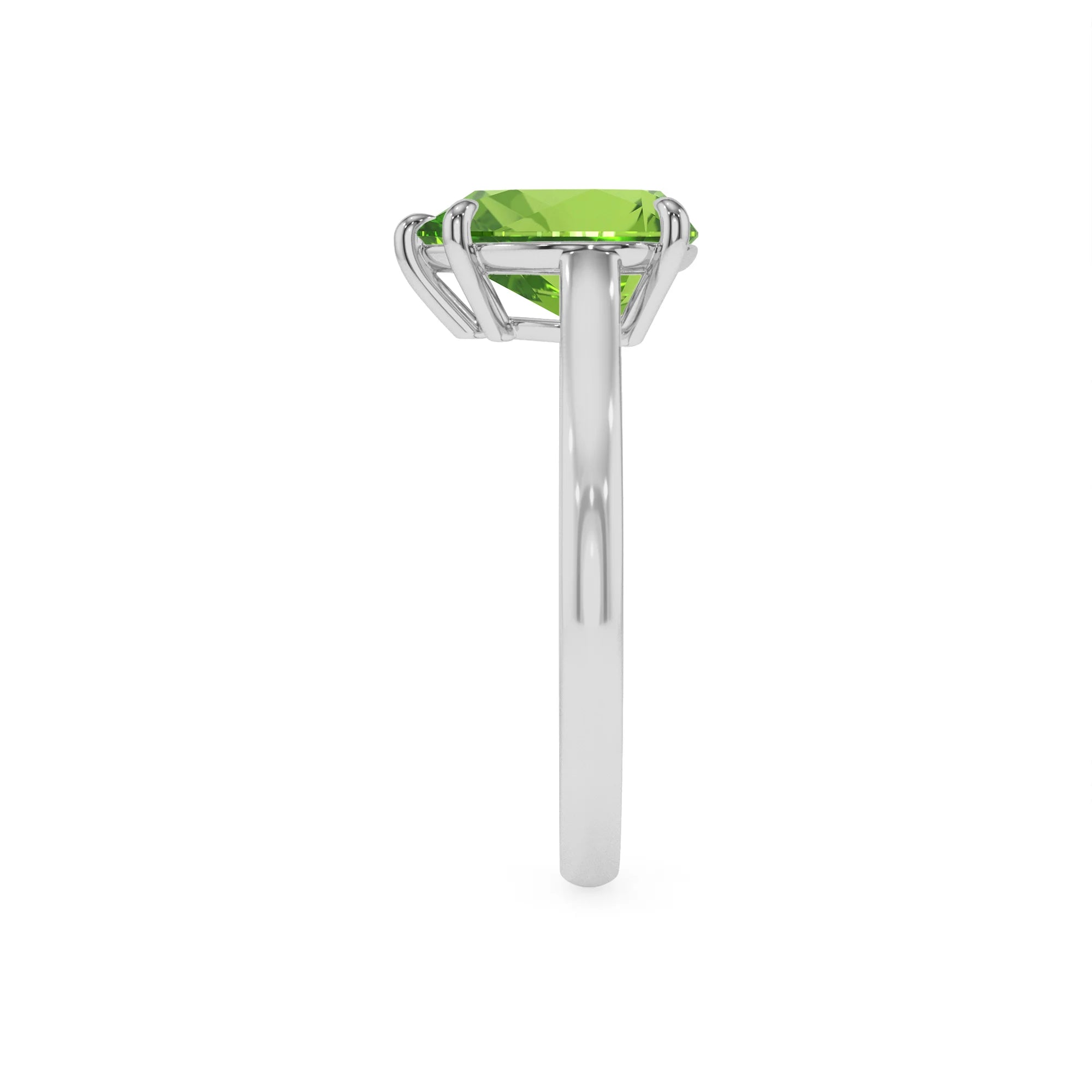 natural peridot pear solitaire rings in platinum 