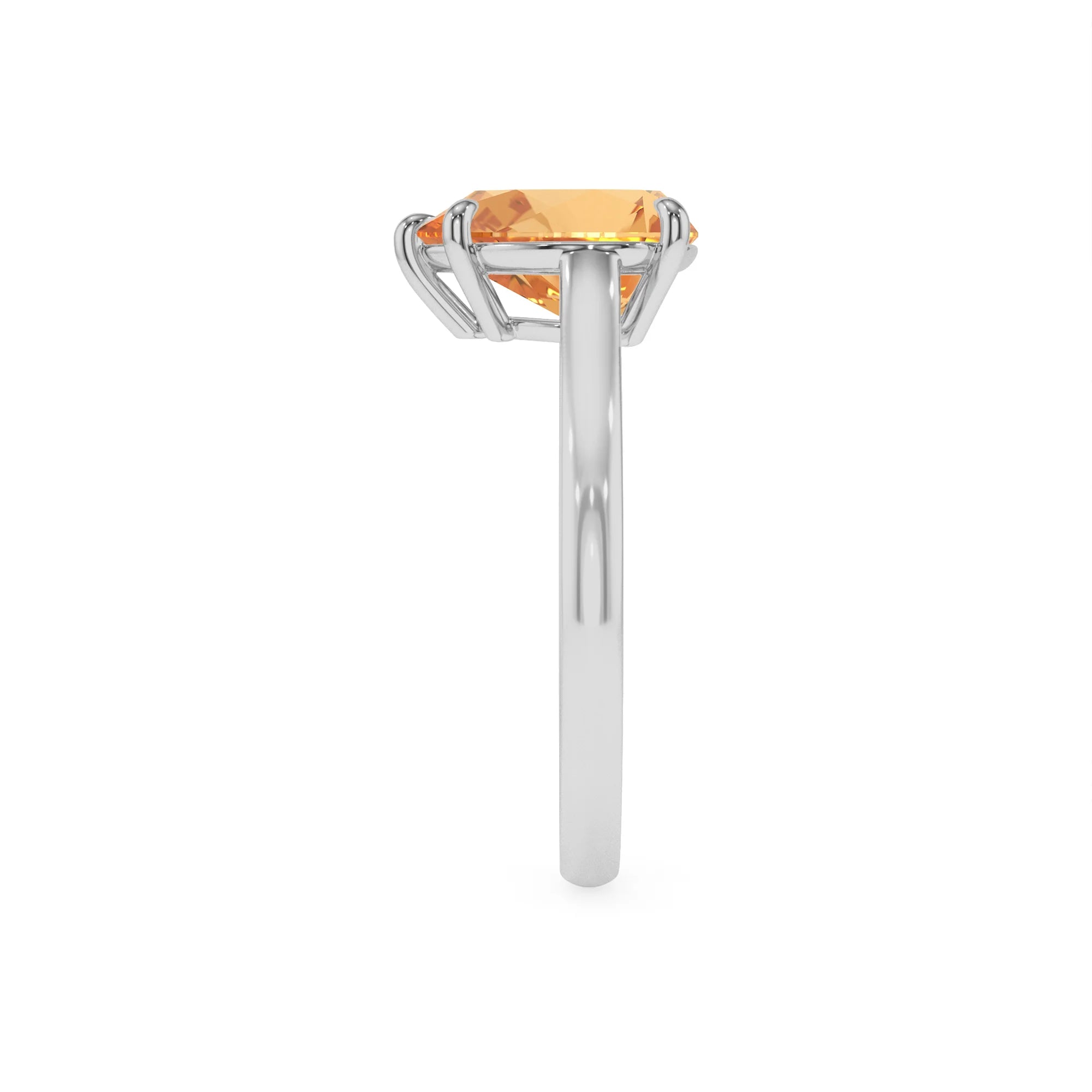 lab grown citrine pear solitaire rings in platinum 