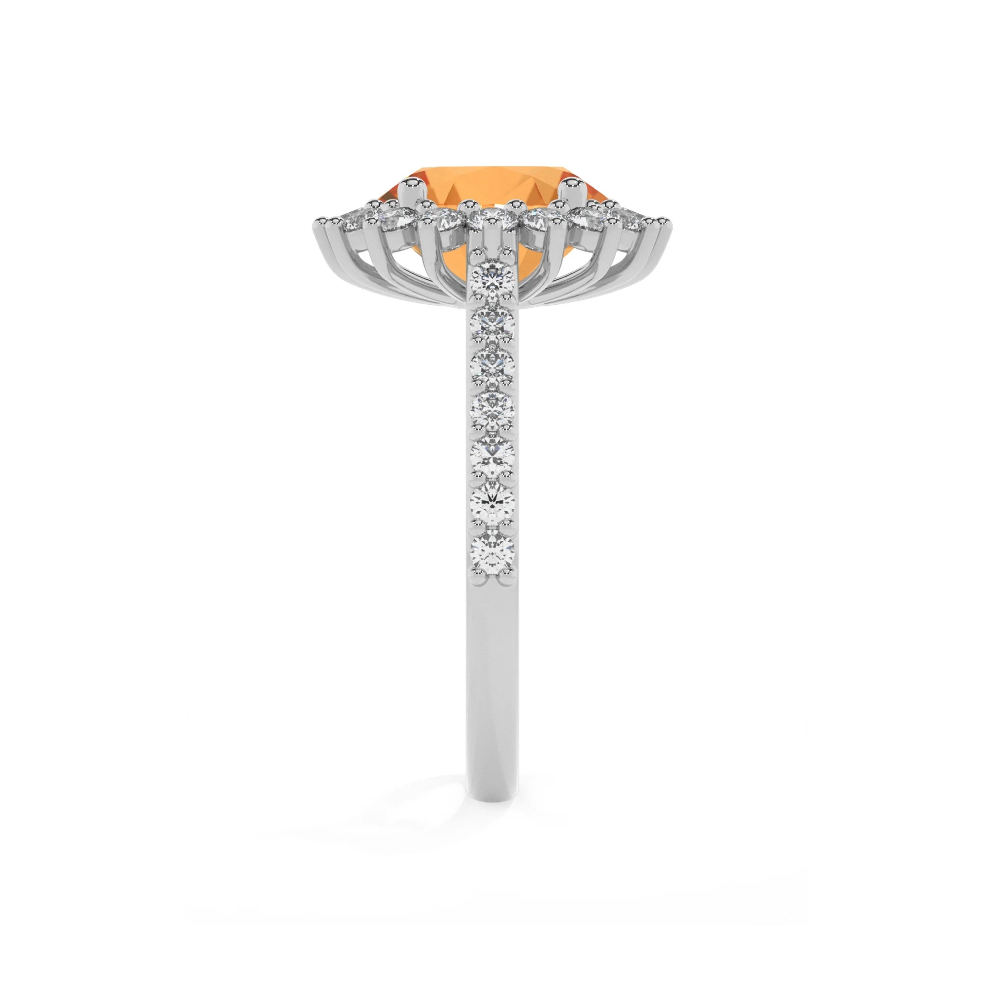lab grown citrine round solitaire rings in white gold 