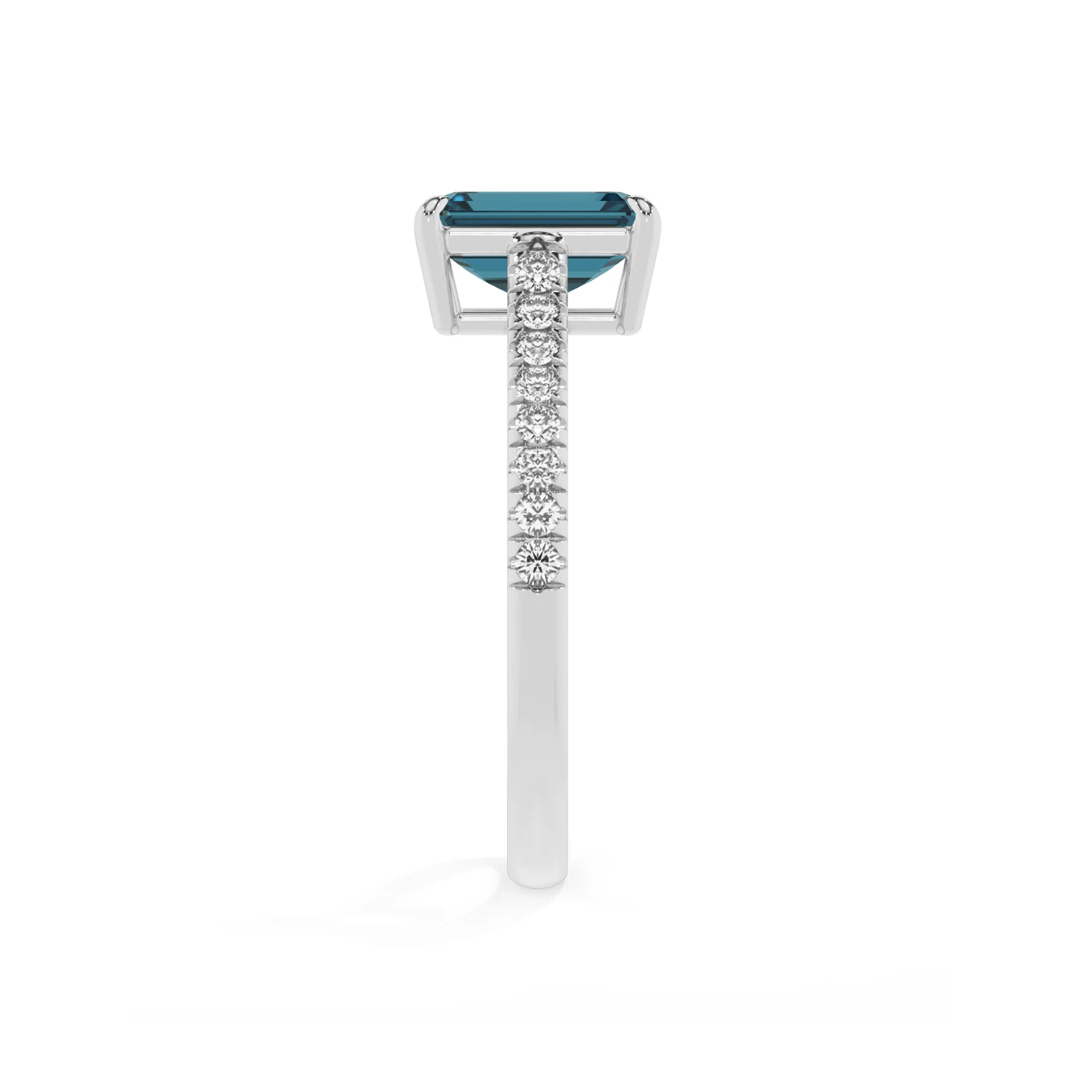 natural london-blue-topaz emerald cut half eternity solitaire engagement rings in white gold 