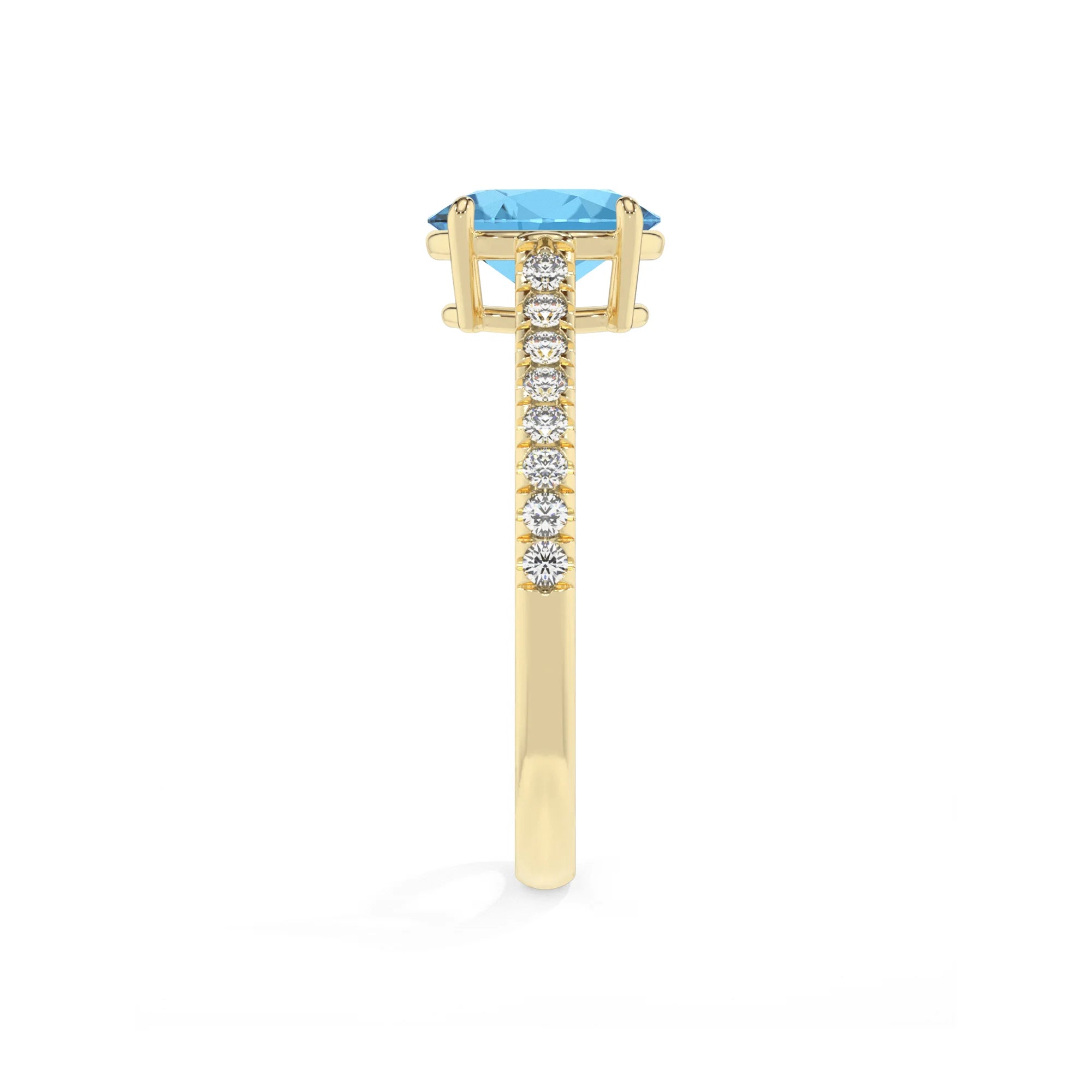 natural swiss-blue-topaz oval half eternity solitaire engagement rings in yellow gold 