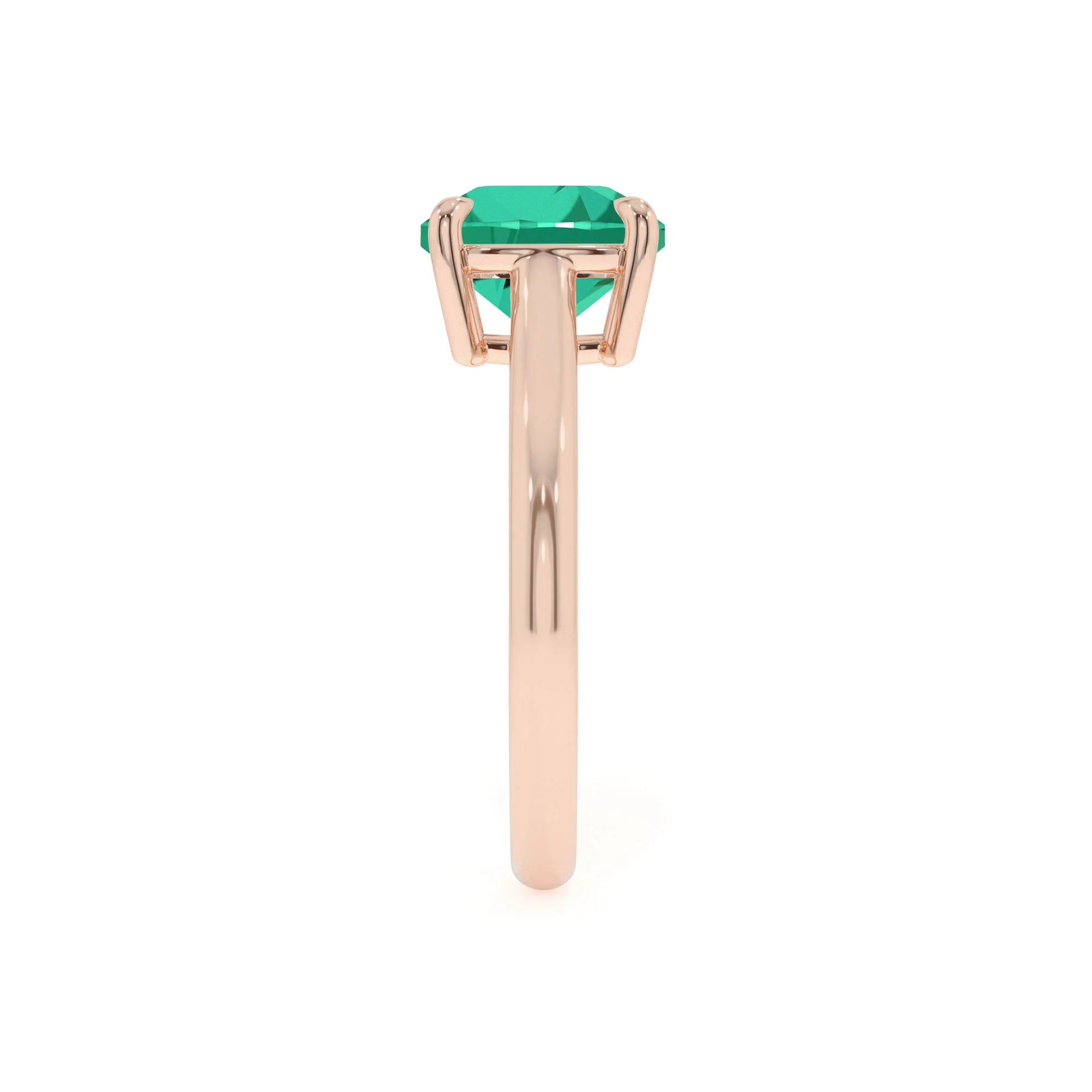 lab grown emerald cushion solitaire rings in rose gold 