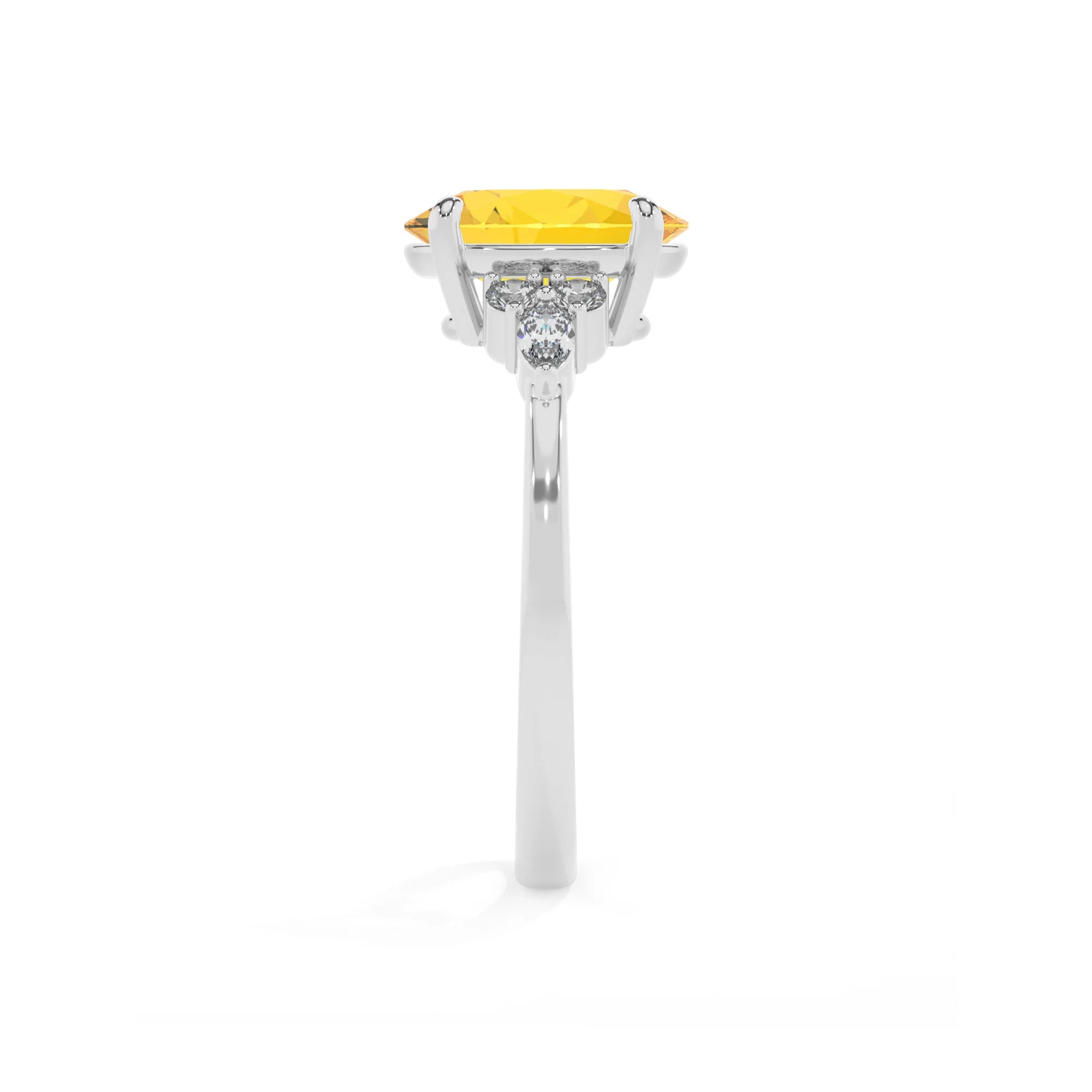 lab grown yellow-sapphire oval solitaire rings in white gold 