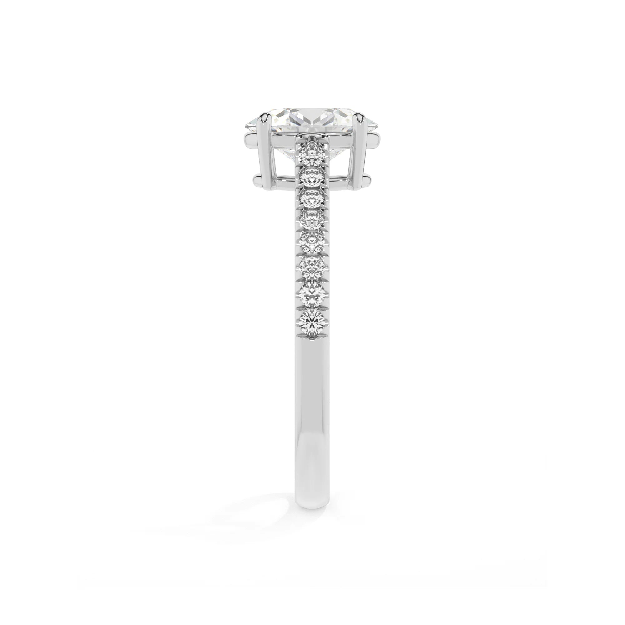 lab grown moissanite oval half eternity solitaire engagement rings in sterling silver 