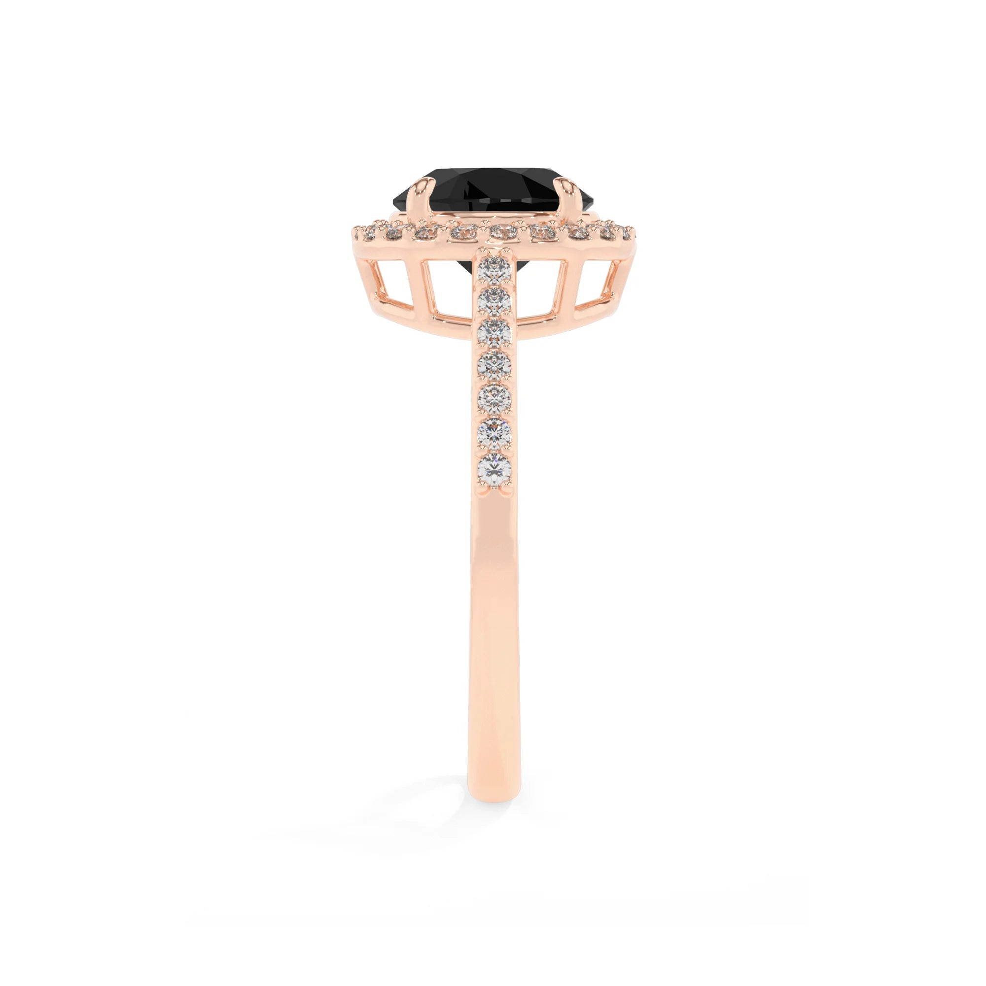 natural black-onyx round solitaire rings in rose gold 