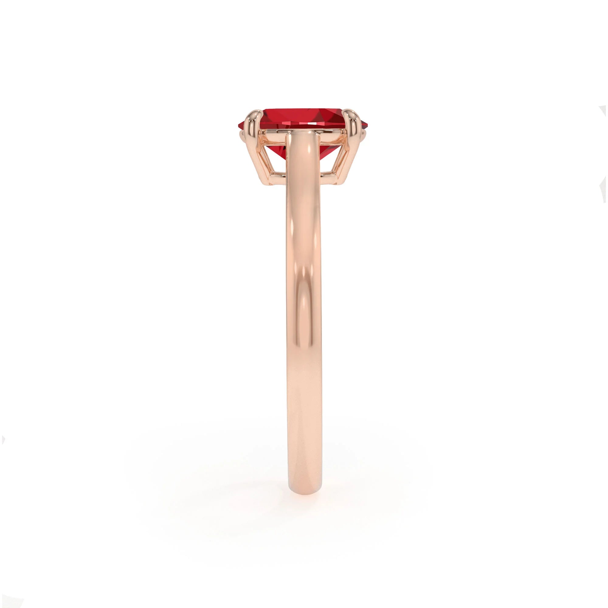 lab grown ruby oval solitaire rings in rose gold 