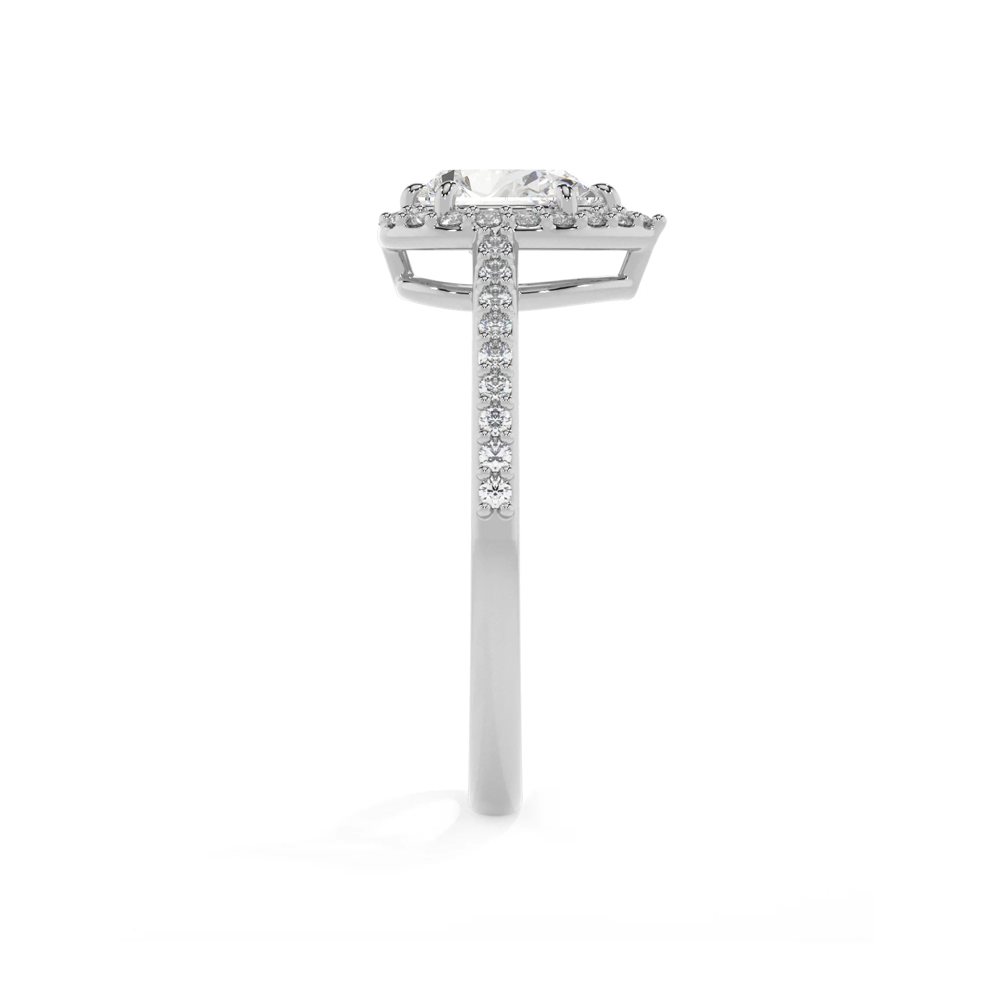 lab grown moissanite pear solitaire rings in white gold 